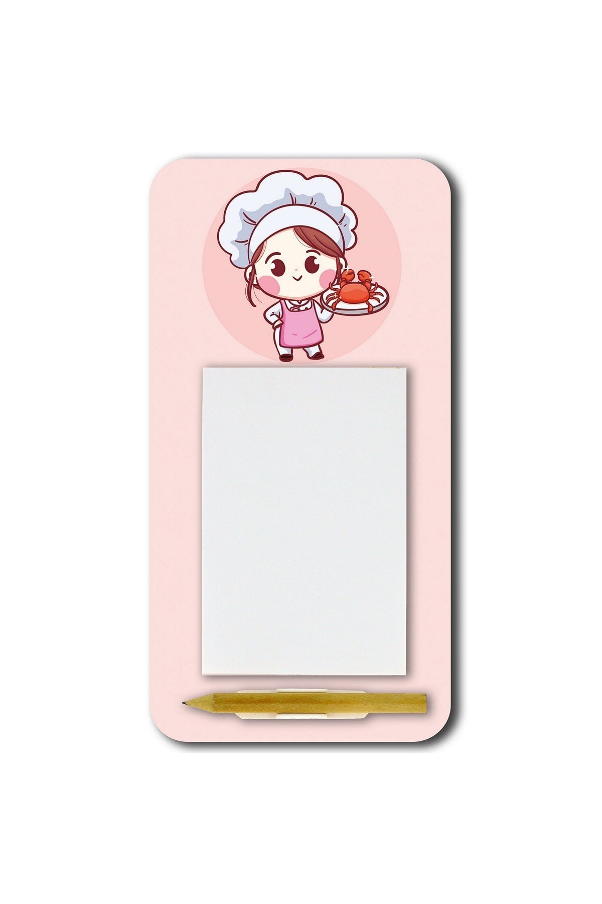 WuW Kawaii Küçük Aşçı Kız Magnetli Kalemli Mdf Notluk