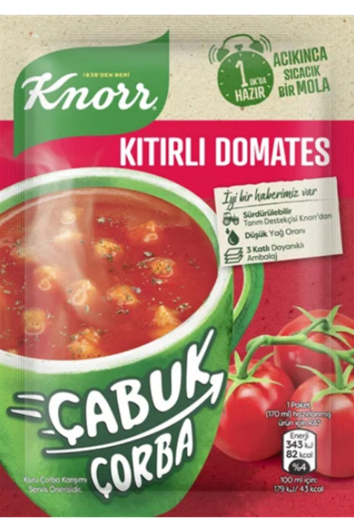 Knorr Çabuk Çorba Kıtırlı Domates 22 Gr X 24 Adet