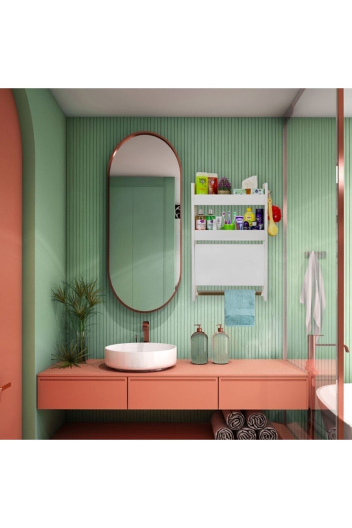 QuickBuy Makina Üstü Dolap Banyo Dolabı Çamaşır Dolabı Havlu Dolabı Kapaklı Dolap