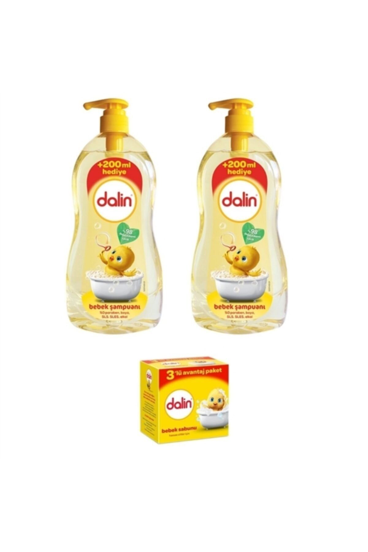 Dalin Bebek Şampuanı Klasik 900 ml (2'li) + Bebek Sabunu Hassas Ciltler Için 3'lü
