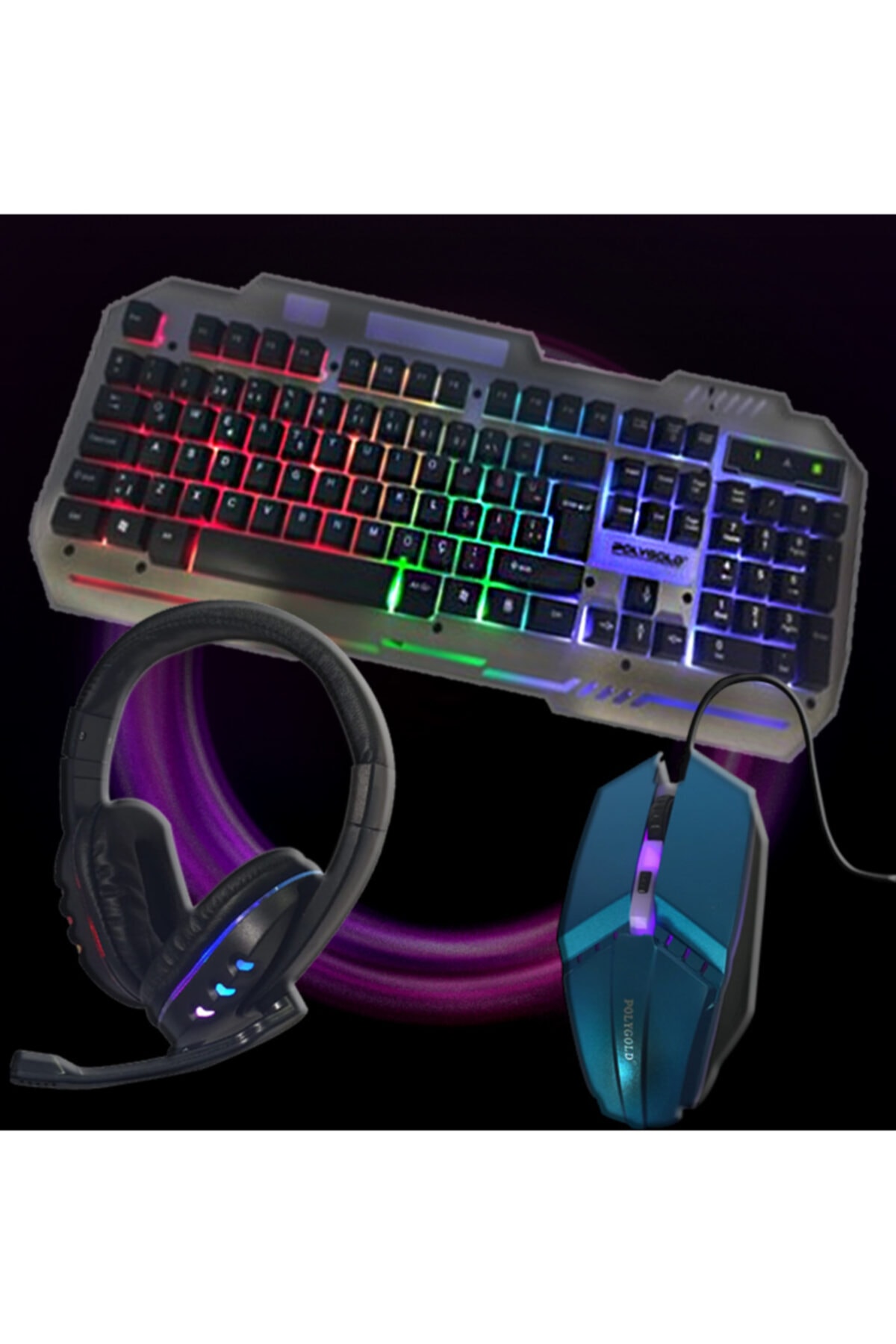 SIGHTZER Işıklı Oyuncu Klavye Mouse Kulaklık 3'lü Set