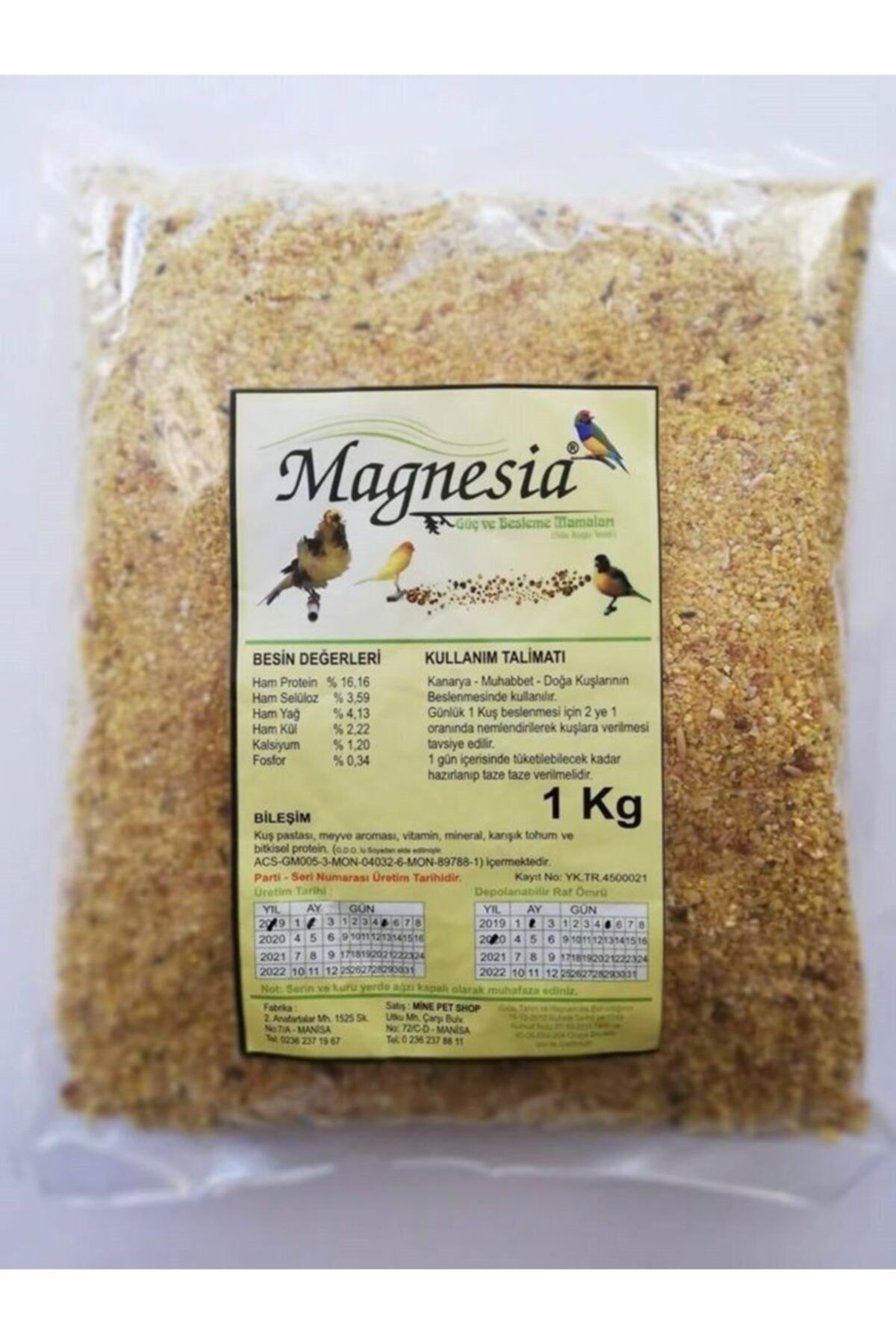 MAGNESİA Kuzela Kanarya Muhabbet Kuşu Maması 1kg Paket