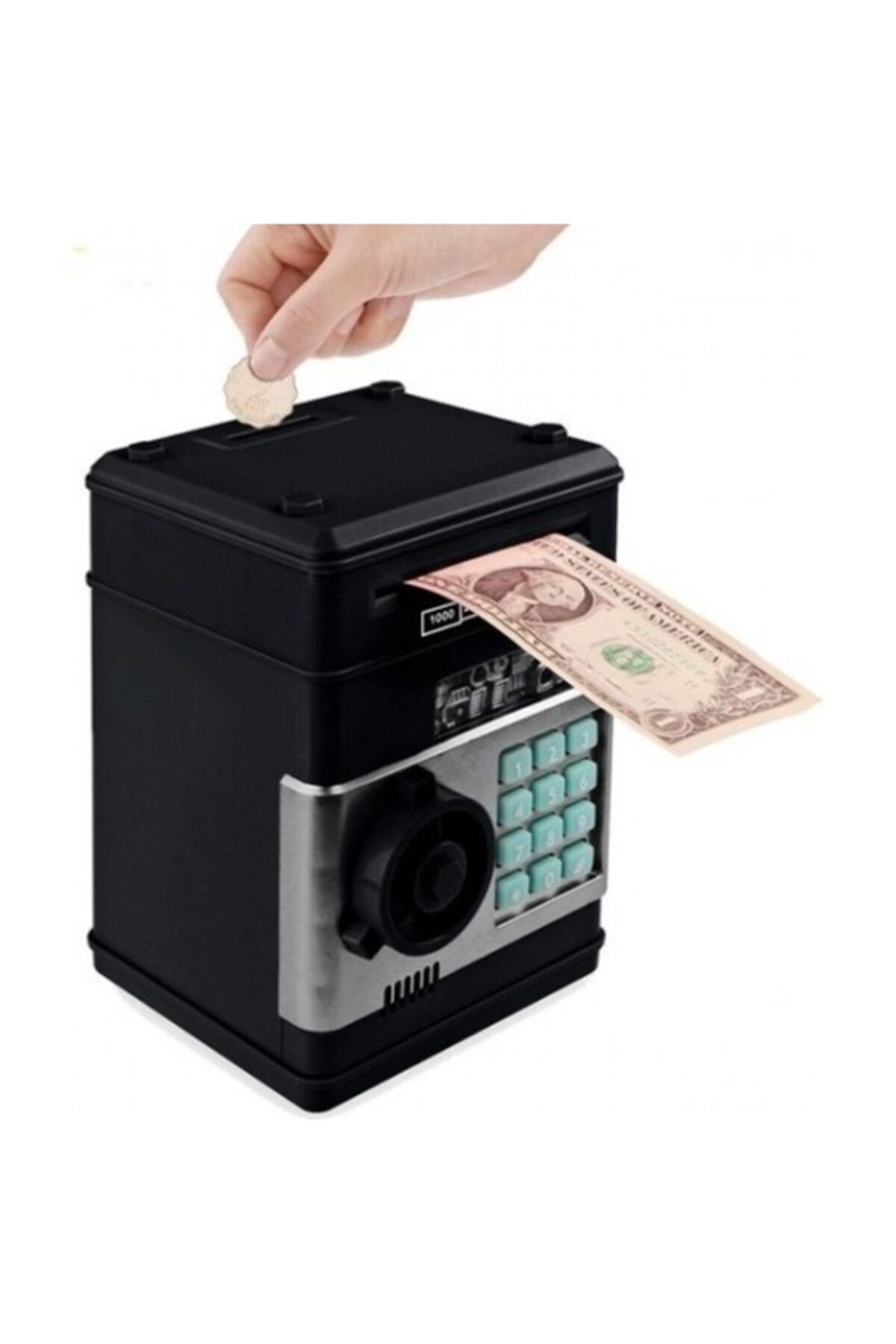 ŞifaiNur Otomatik Para Çeken Büyük Boy Şifreli Kasa Atm Kumbara Siyah+pil