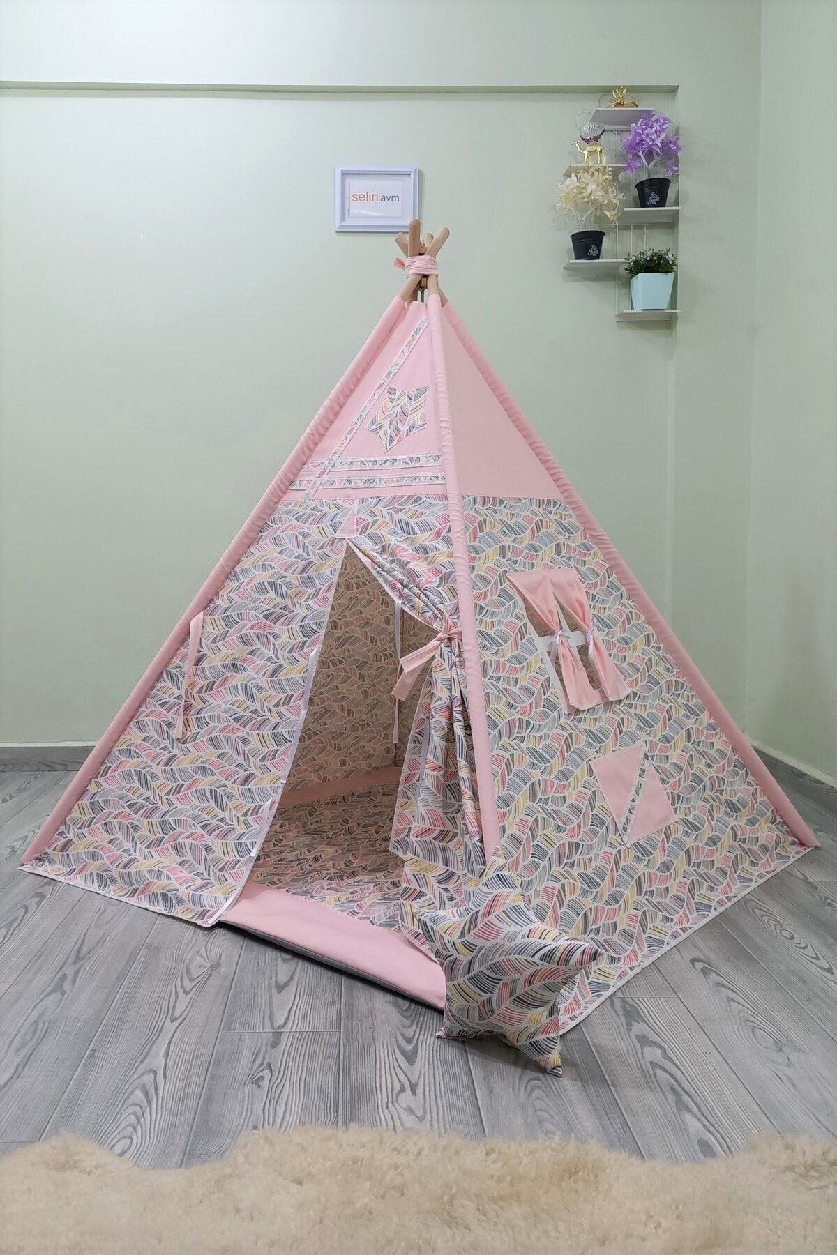 Henna Prime Henna Duck Sabitlenebilir Çocuk Oyun Çadırı Pembe Dalgalar