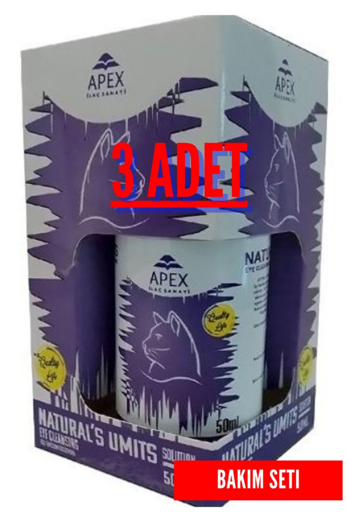 Apex Naturals Umits Kedi Göz Temizleme Solüsyonu 50 ml (3 Adet)