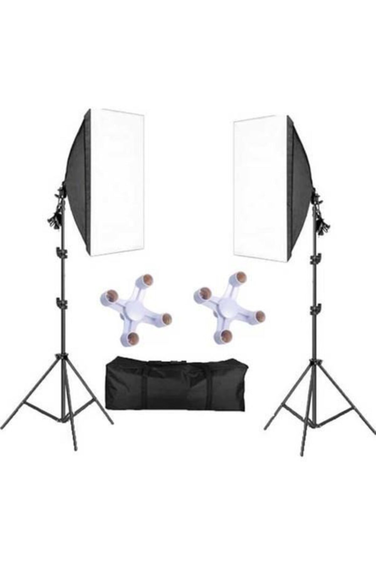 SaRa Softbox 50x70 Paraflaş 4 Duylu Sürekli Işık 200cm Ayak Ikili Set