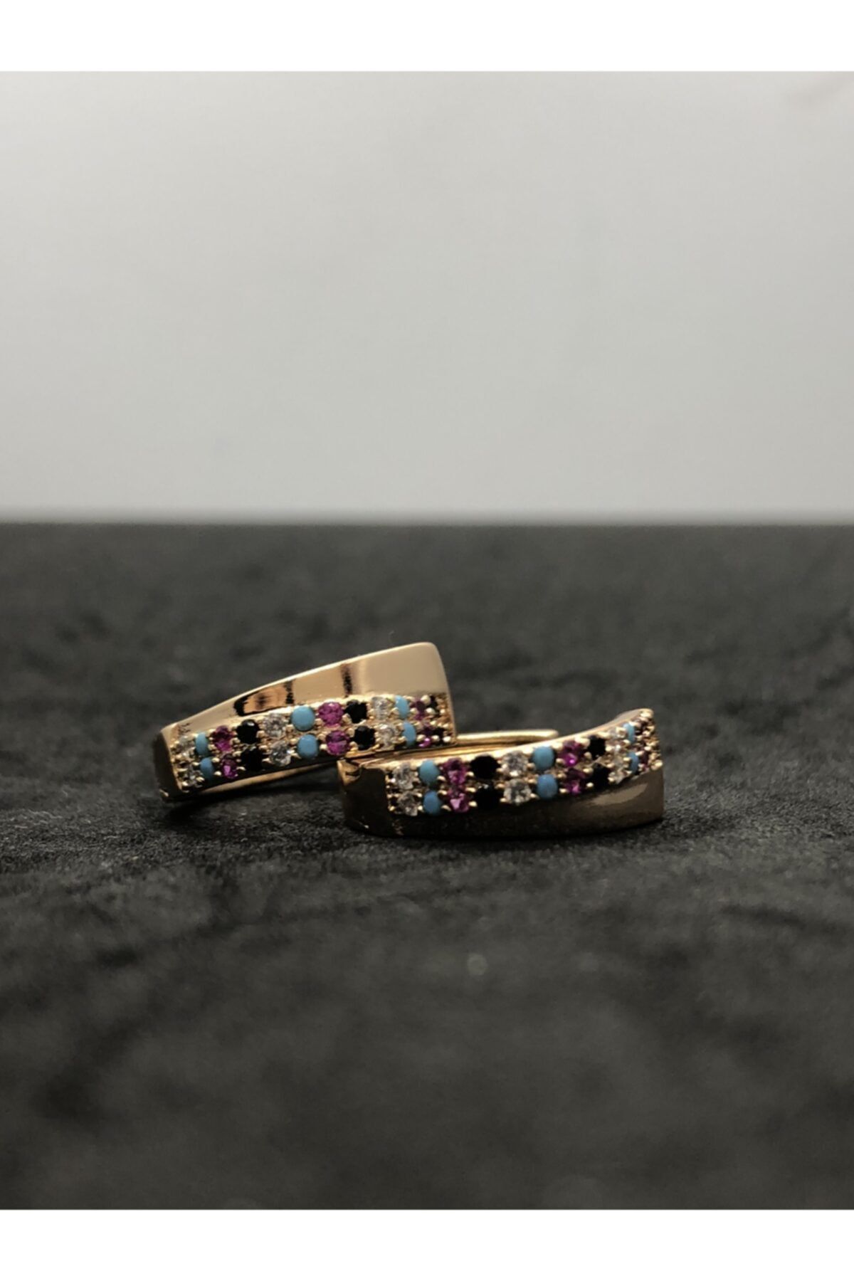 İnciaksesuar9004 Zirkon Taşlı Rosegold Halka Küpe