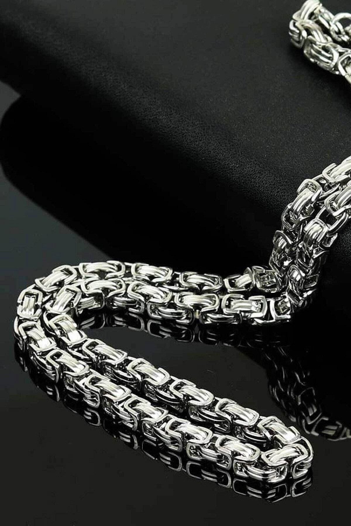 Chance Accessories Gümüş Kalın Kral Çelik Zincir 6mm