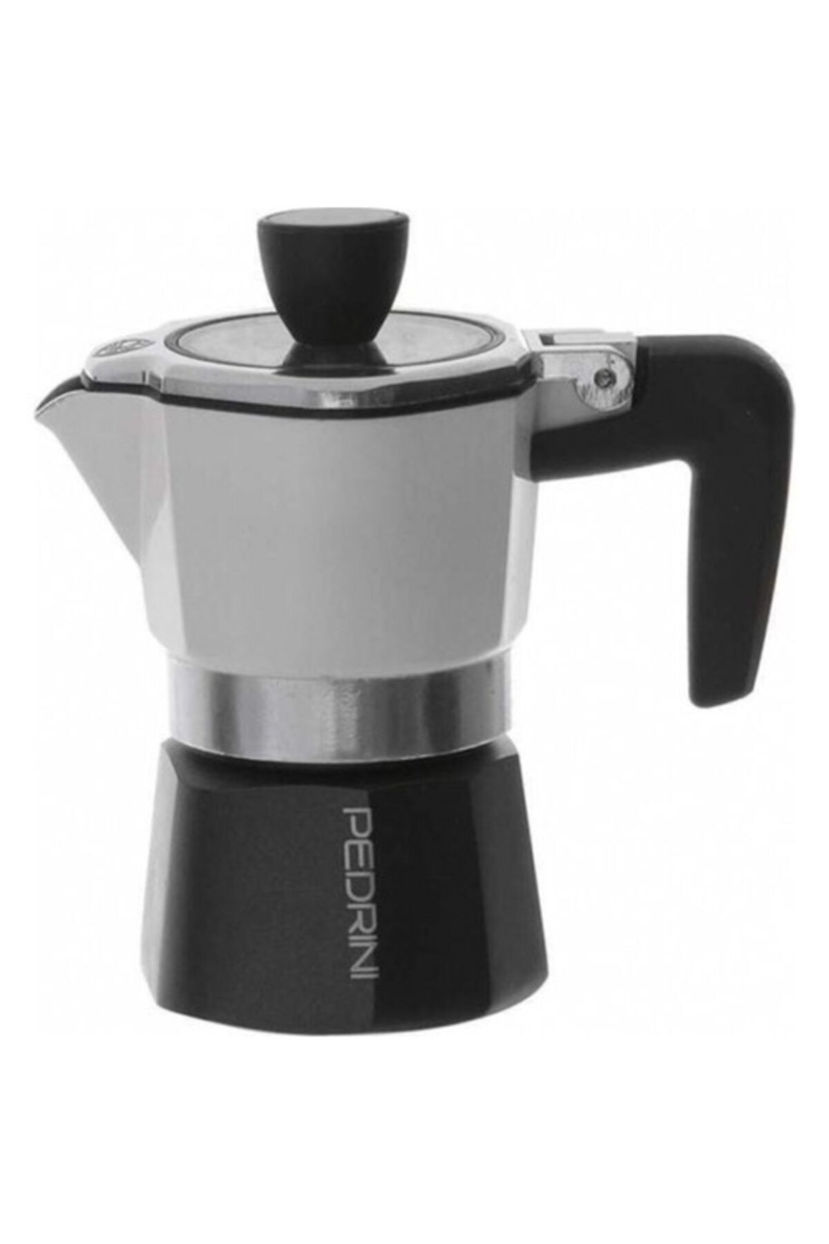 Pedrini Pedrını Moka Pot 3 Cups Siyah Beyaz Şeffaf Kapaklı