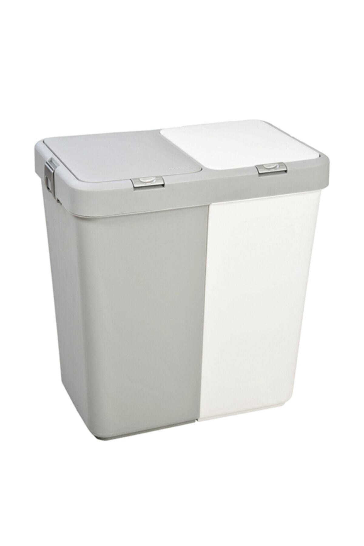 Motek Ikili Dokunmatik Kapaklı Kirli Çamaşır Sepeti