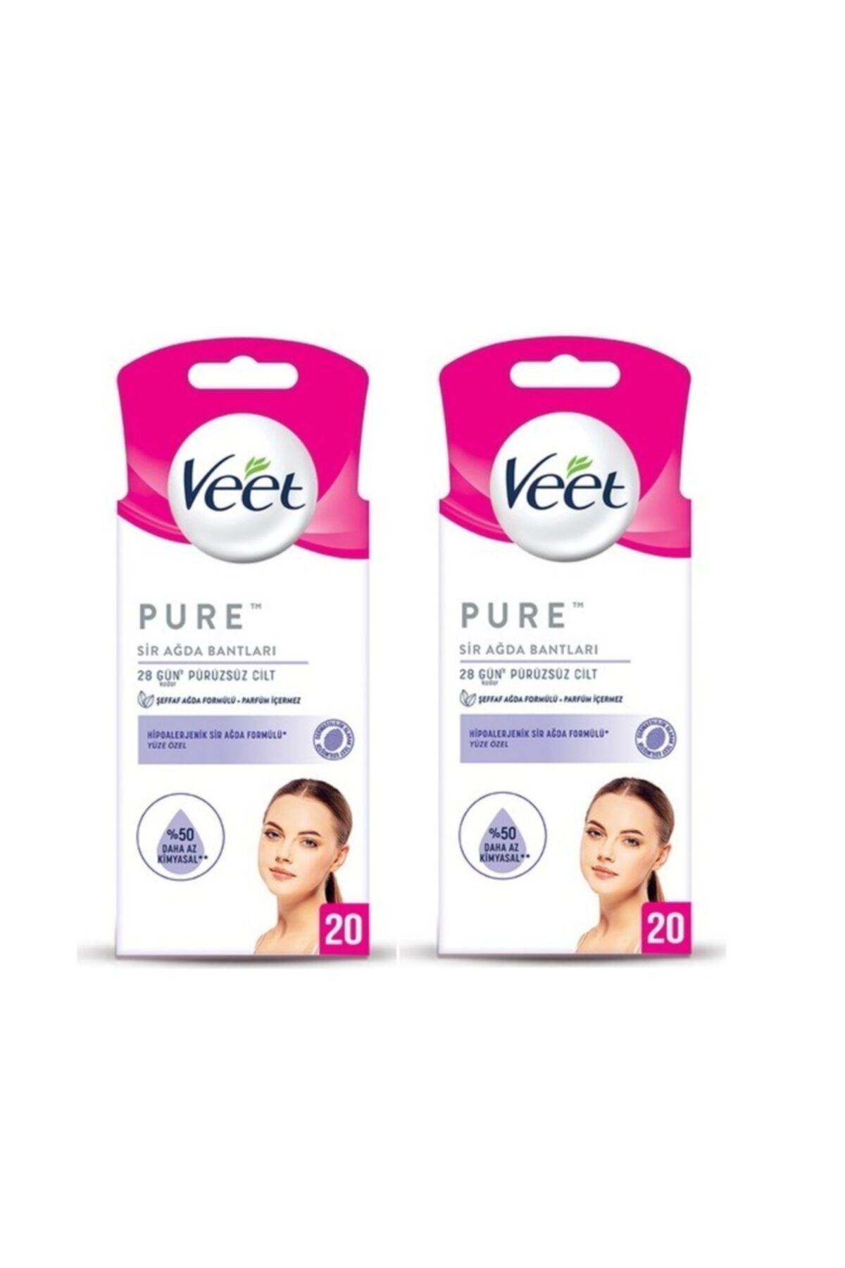 Veet 2 Adet - Ipeksi Pürüzsüzlük 20'li Yüz Ağda Bandı Hipoalerjenik