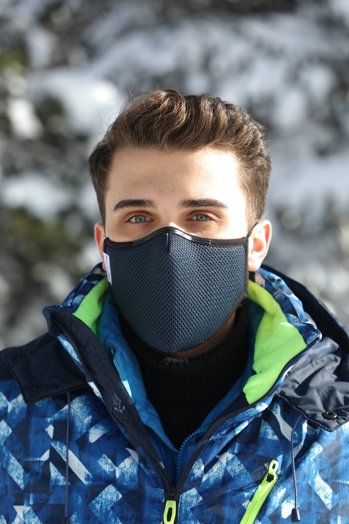 AntiCoV Prestige Boyun Lastikli LACİVERT AntiViral Kumaştan Üretilmiş Yıkanabilir Maske
