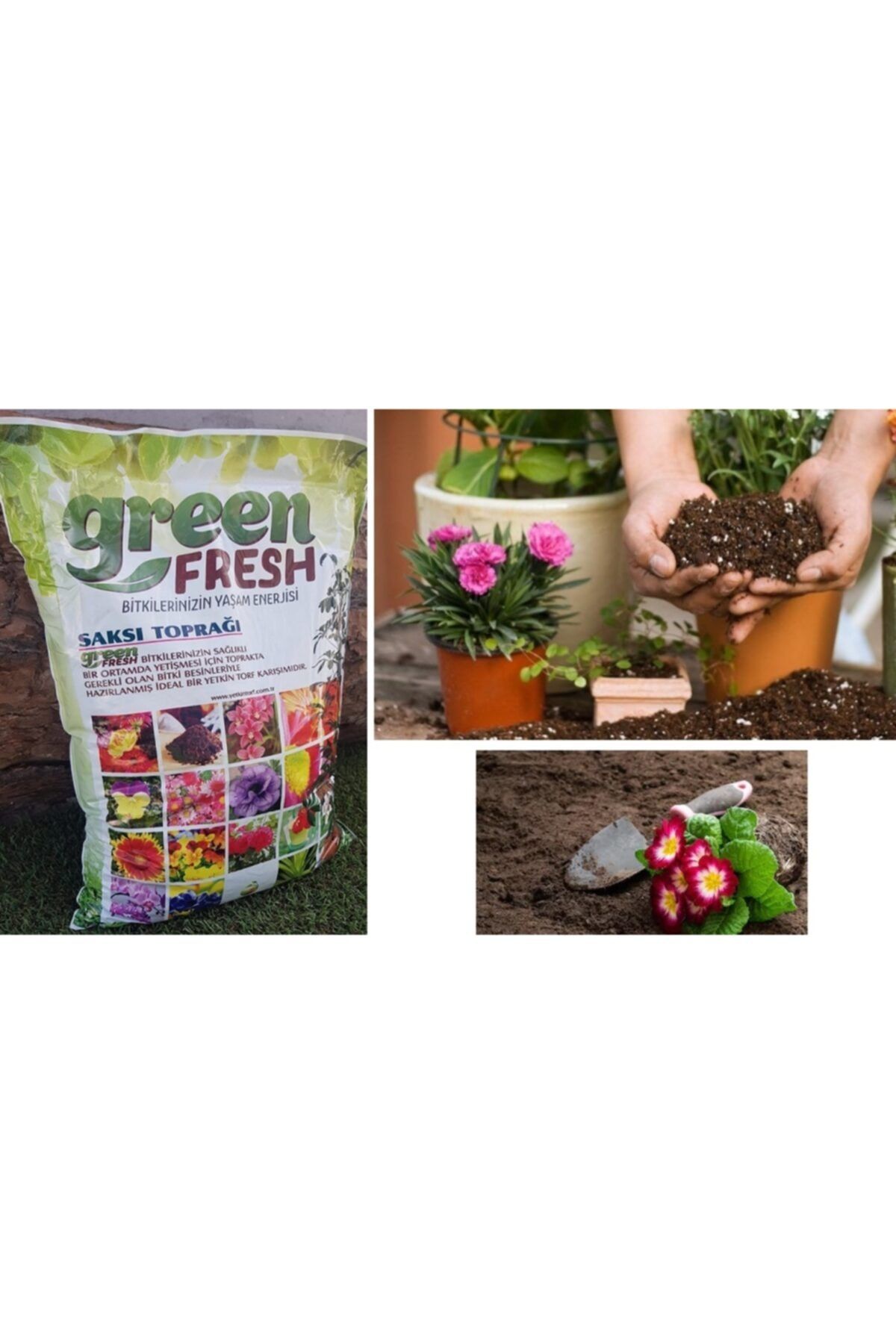 green fresh Çiçek Toprağı 3 Adet 5 Lt Torf Toprak Saksı Toprağı Perlitli Torf Perlit Torf Karışımı