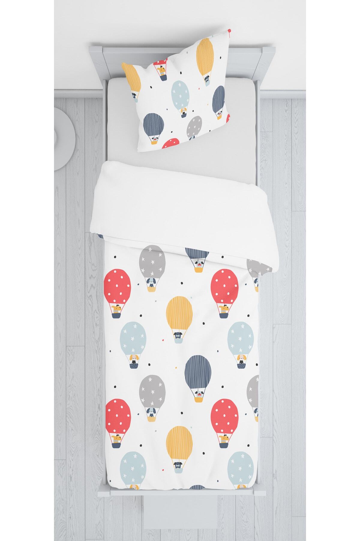 SEWINLAND Balon Figürlü Kadife Yatak Örtüsü Yastık Kılıfı