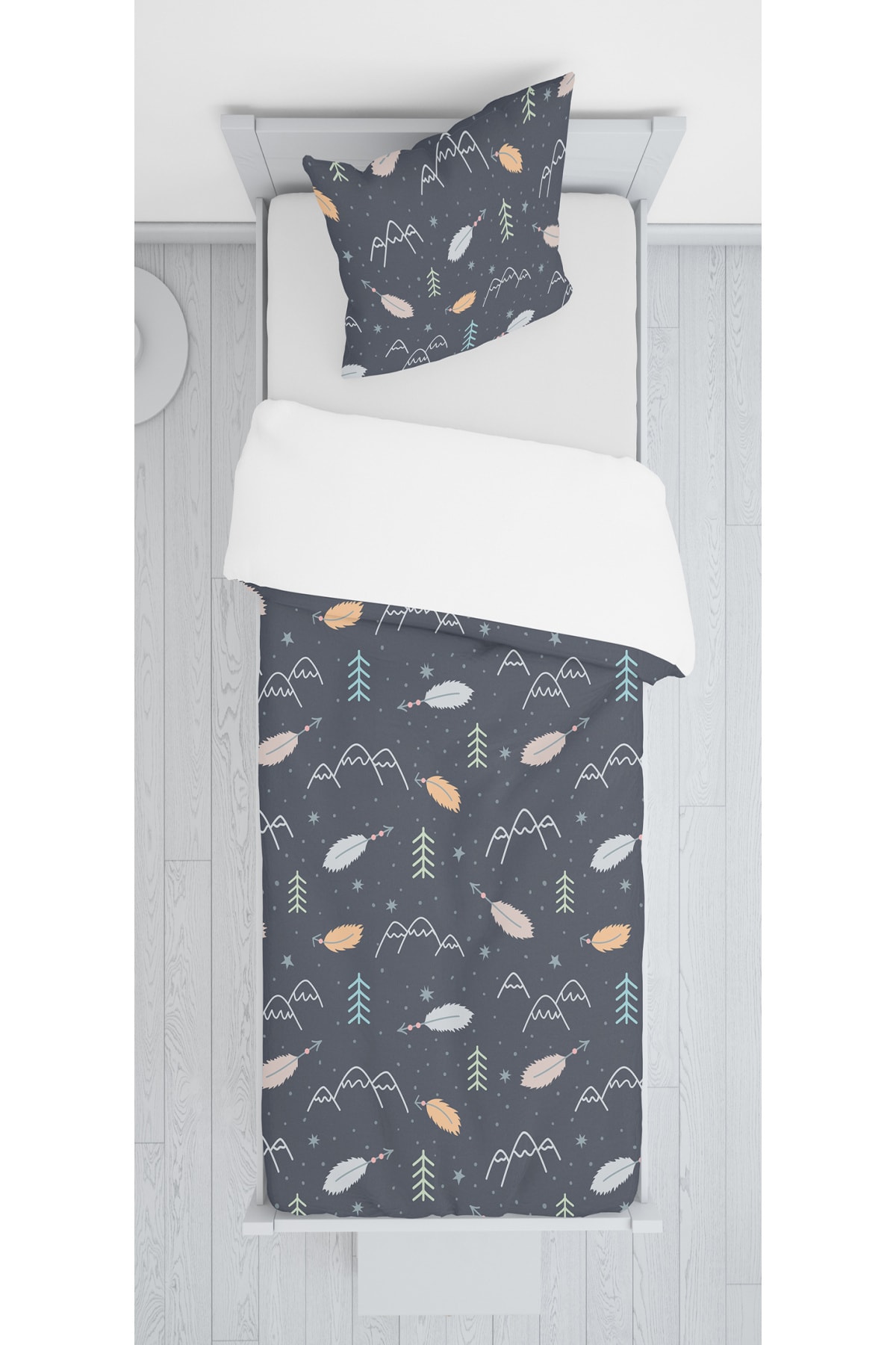 SEWINLAND Yaprak Ve Dağ Figürlü Kadife Yatak Örtüsü Yastık Kılıfı