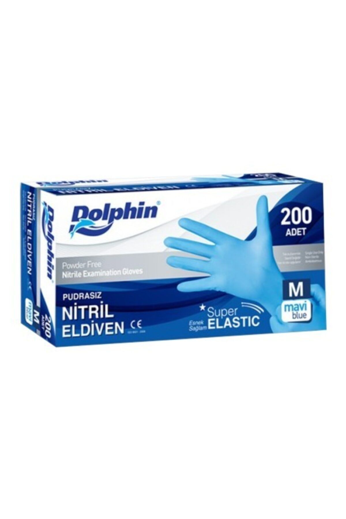 Dolphin Süper Elastik Mavi Nitril Eldiven Pudrasız (m)
