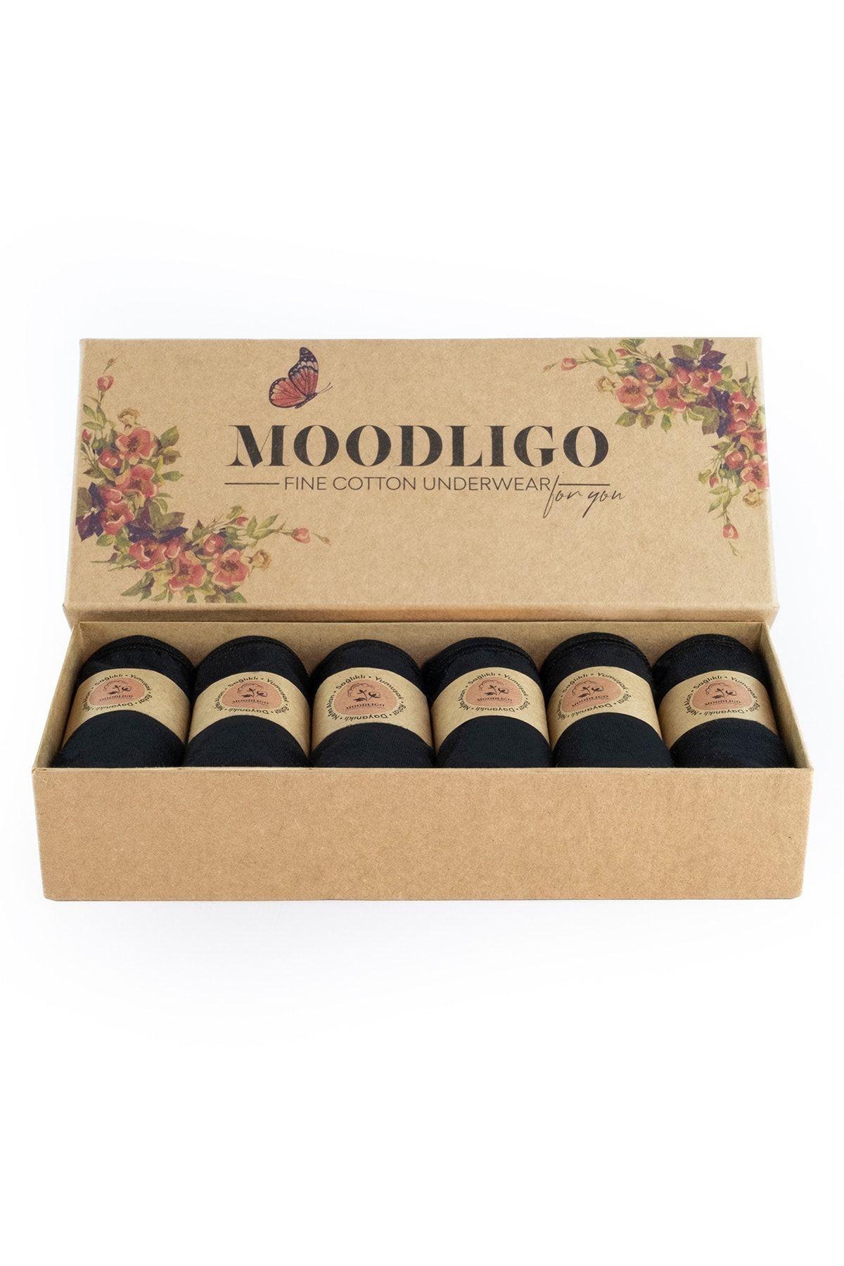 Moodligo Kadın Siyah Fine Cotton Basic Slip Külot 6’lı