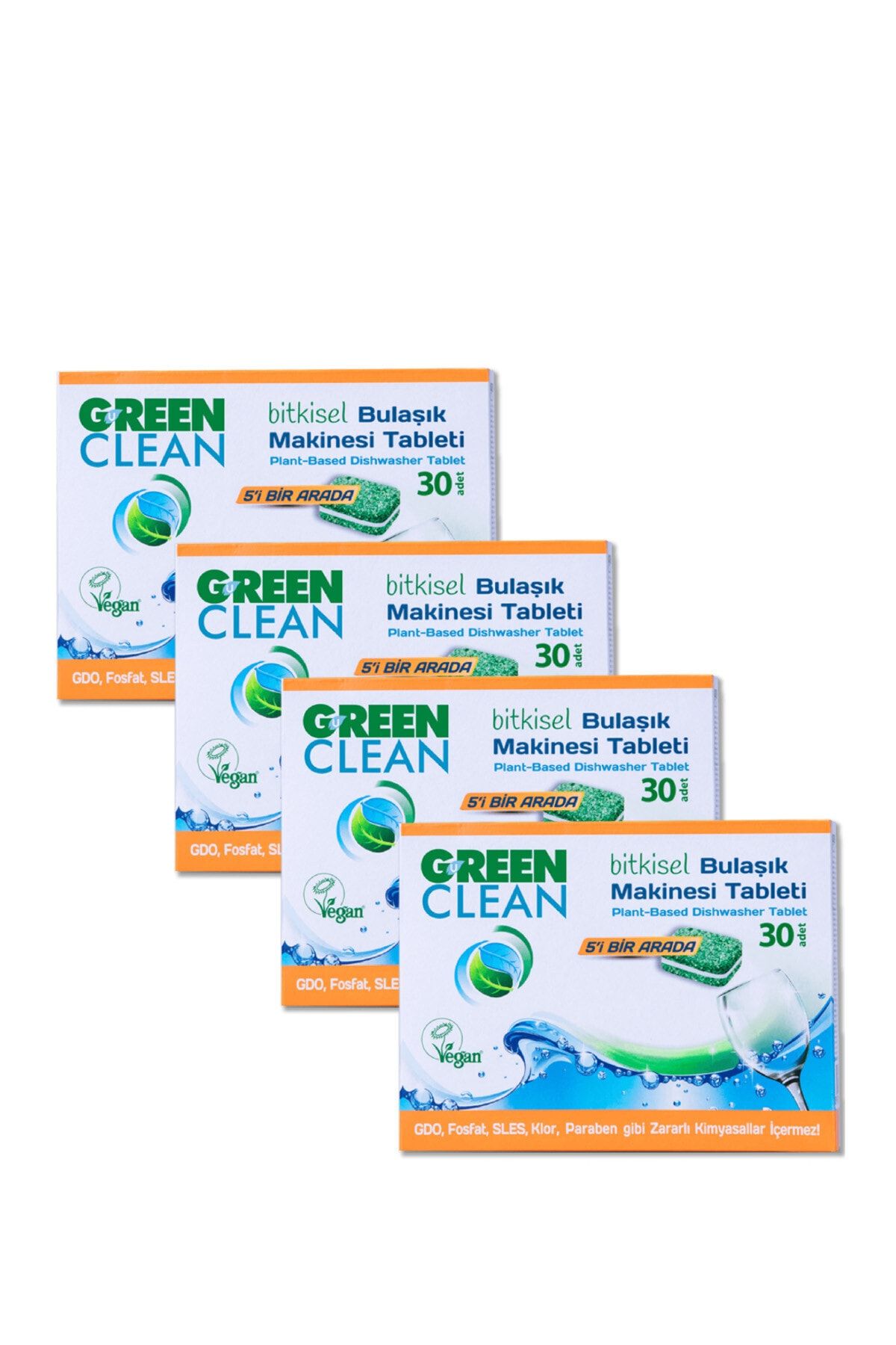 Green Clean Bitkisel Bulaşık Makinesi Tableti 30 Adet / 480 Gr 4'lü