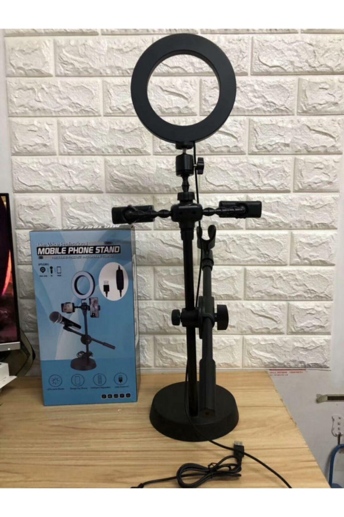 AldımGeldi Ring Light Işık Halkası Mikrofon Stand Telefon Tutucu Canlı Yayın