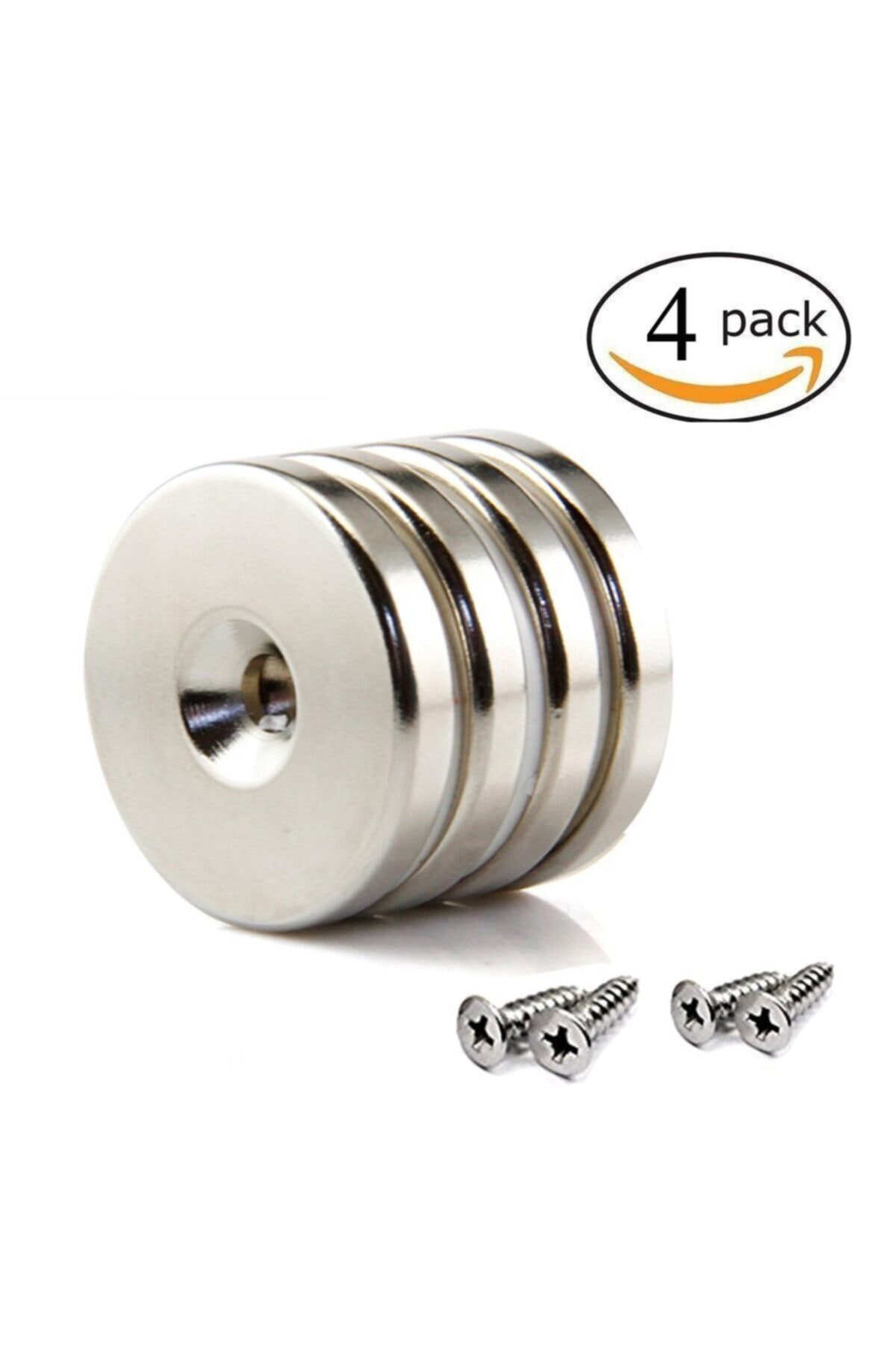 Dünya Magnet 4 Adet 25mm X 10/5mm X 5mm Havşa Delikli Güçlü Neodyum Mıknatıs