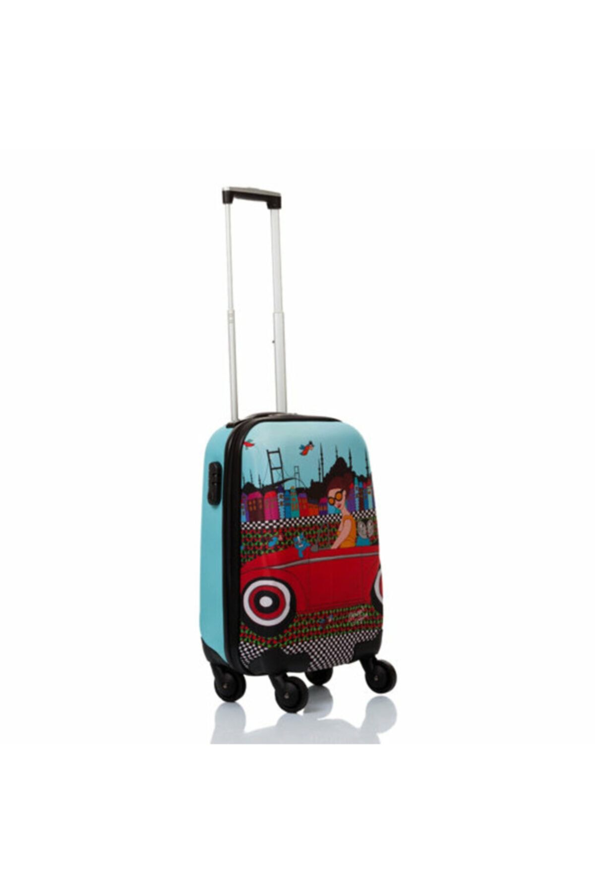 Biggdesign Arabalı Kız Kabin Boy Kanvas Valiz 18 Inch