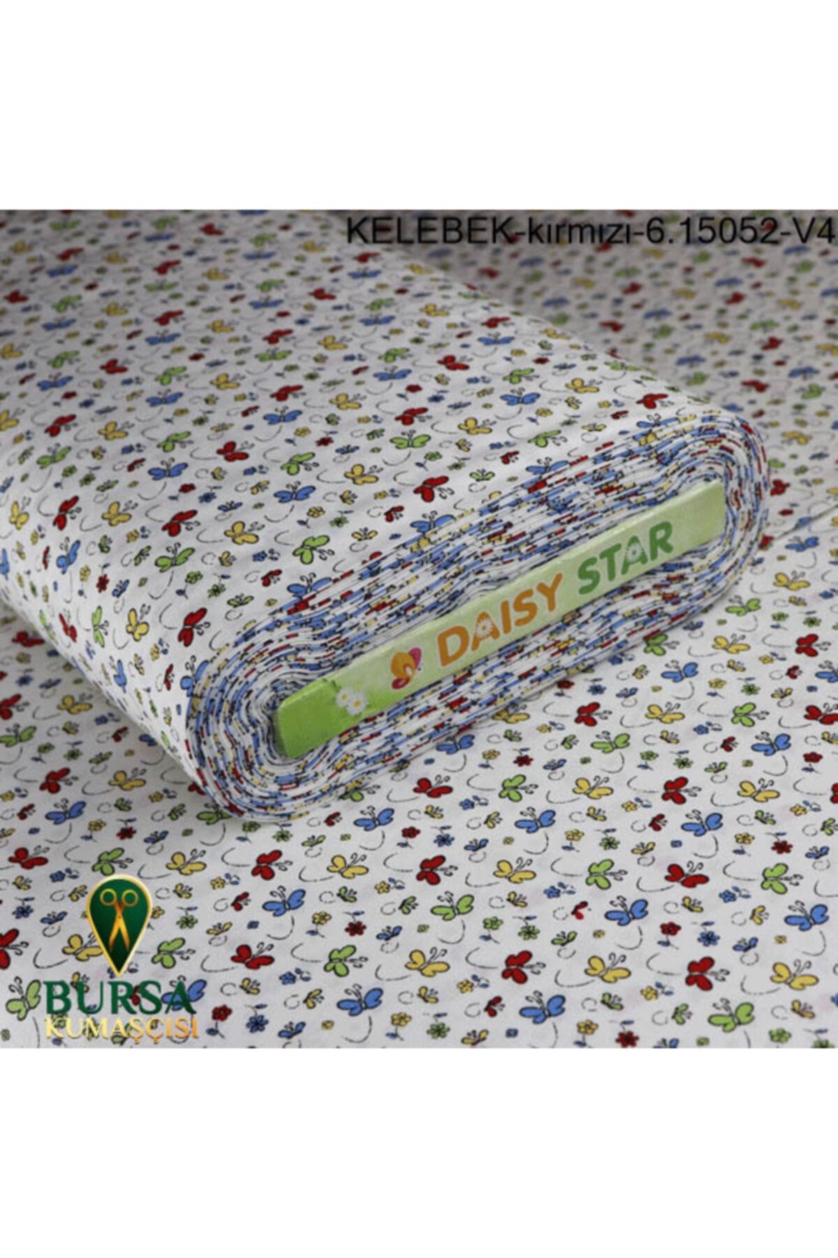 Bursa Kumaşçısı Kelebek Desenli Poplin Kumaş Kelebek Kırmızı-6.15052-v4
