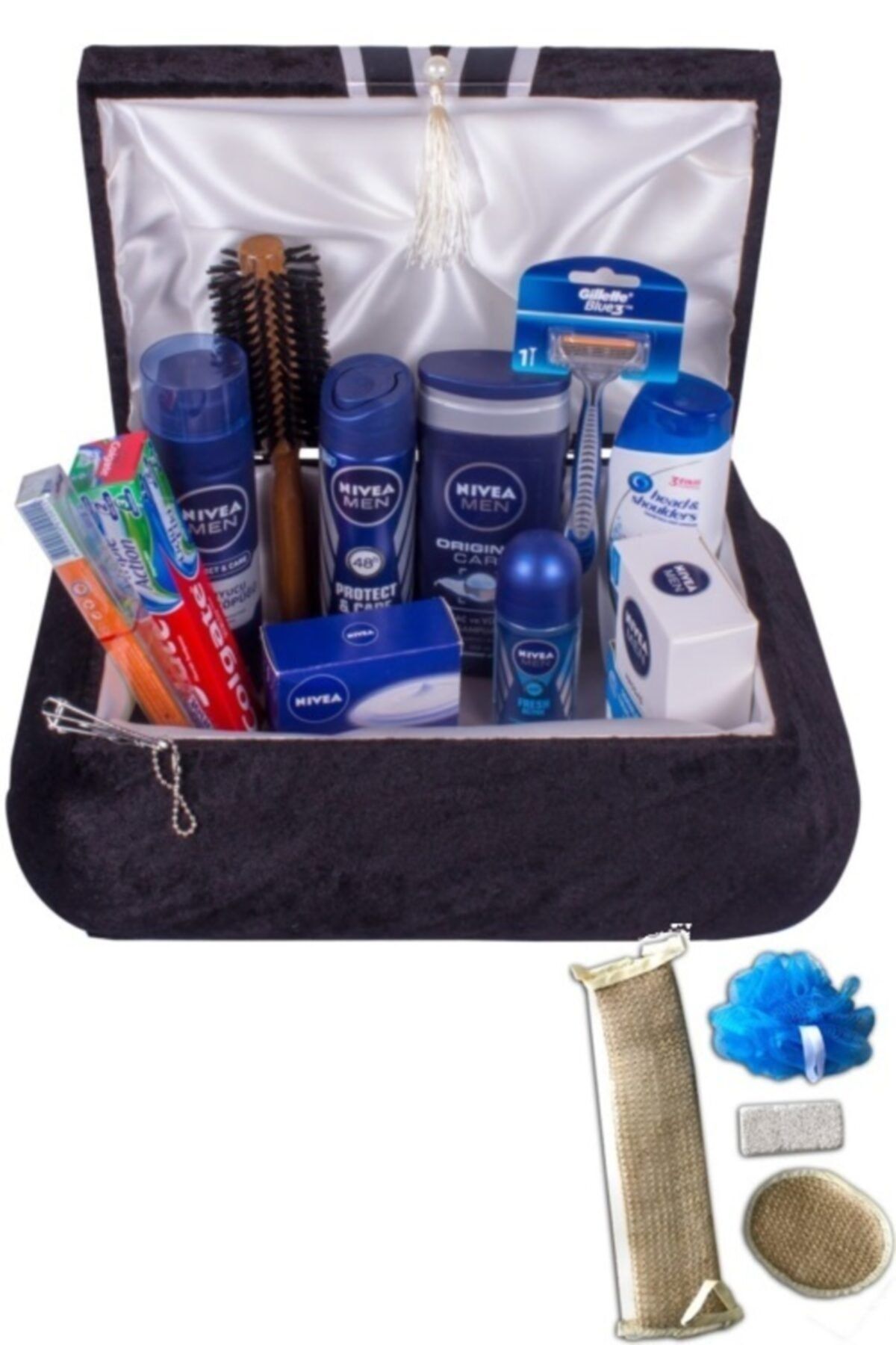 Nivea Papyonlu Damat Sandıklı 17 Parça Traş Hediye Bohça Seti