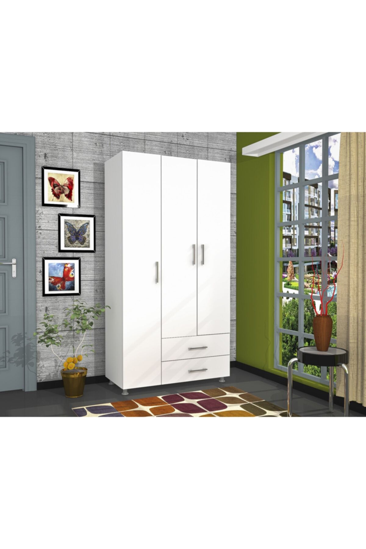 Çekirdek Home Apice 3 Kapılı 2 Çekmeceli Gardrop