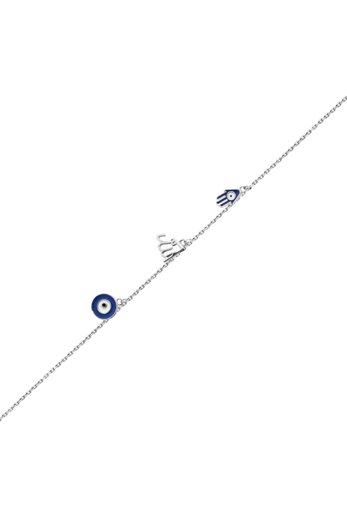 So CHIC... Allah Yazılı Lacivert Mineli 18k Rodyum Kaplama Nazar Bileklik