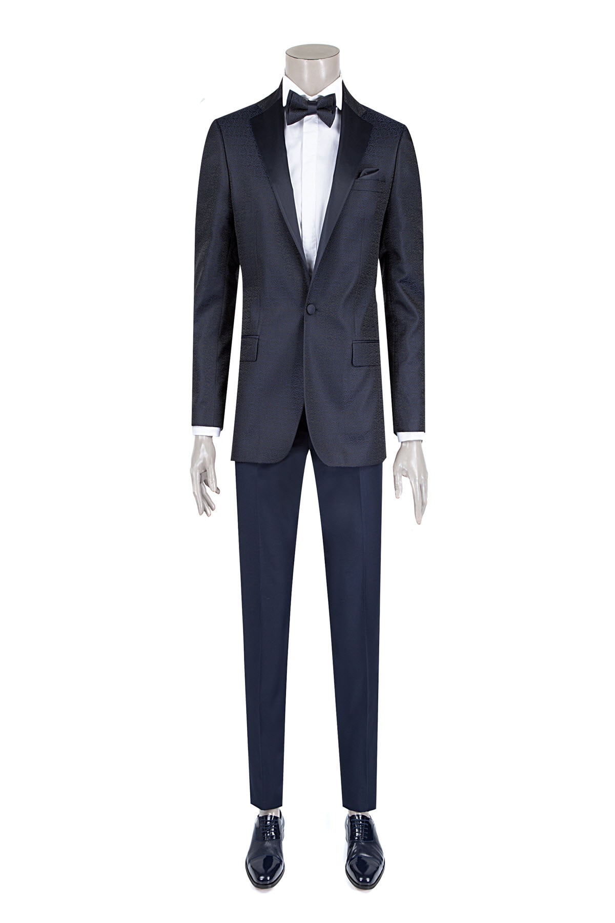 D'S Damat Slim Fit Lacivert Desenli Smokin Takım Elbise