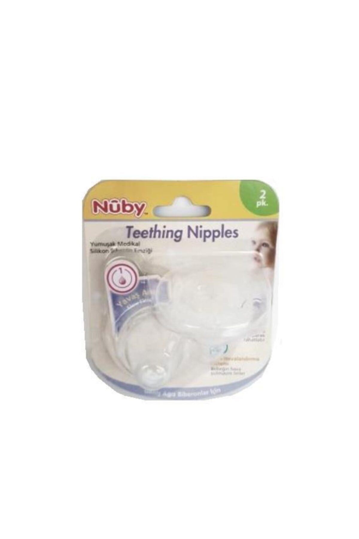 Nuby Geniş Ağız Yumuşak Medikal Silikon Emziği Yavaş Akış No:1