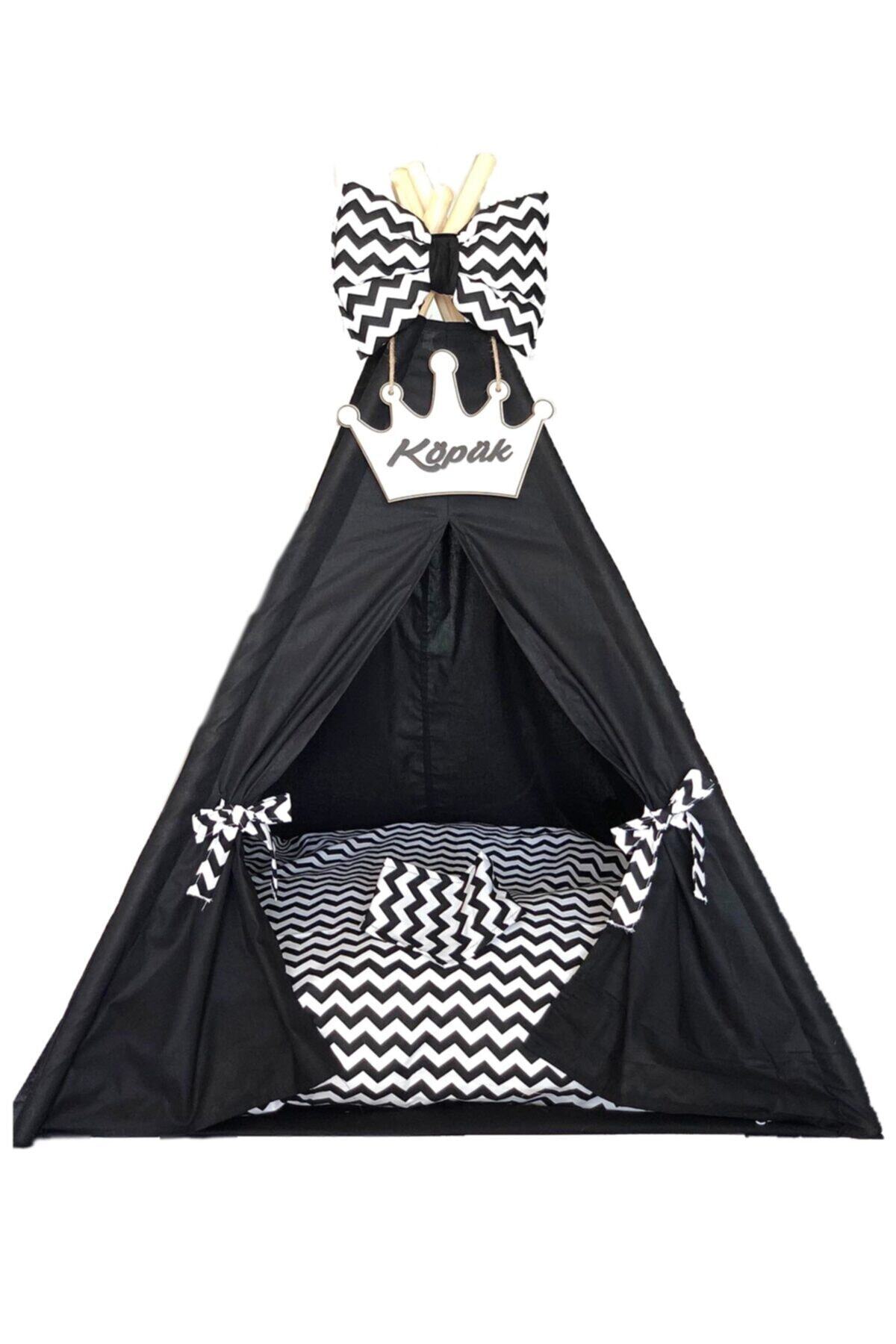 PATİMİO Siyah Zigzag Dizayn Kedi Çadırı 60x60