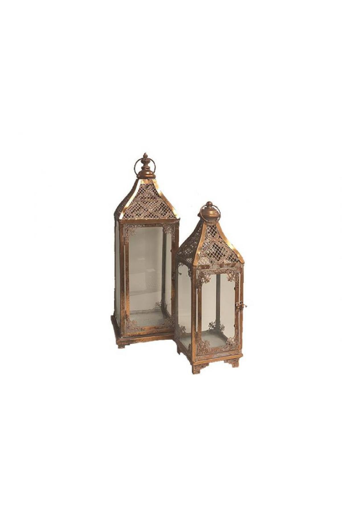 YAŞAM HOME Metal Bakır Fener İkili 60 cm