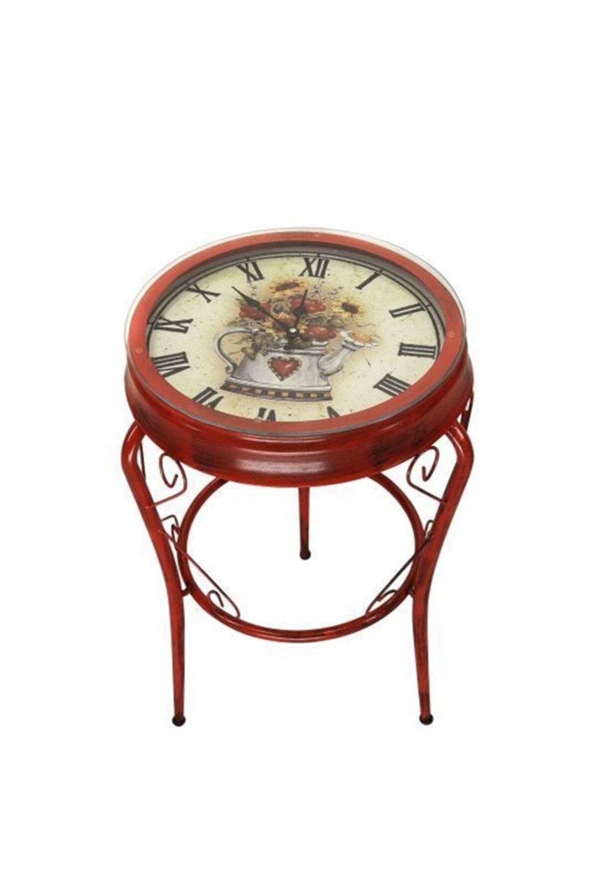 Levn Home Retro Saatli Sehpa Kırmızı