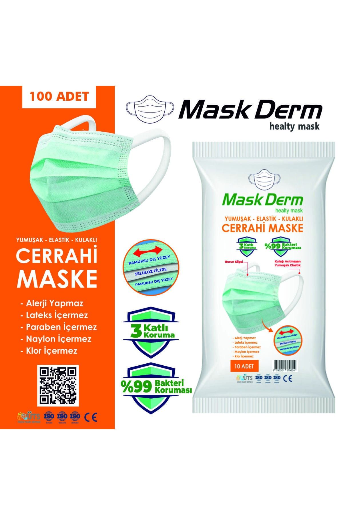 mask derm maskderm cerrahi maske yumusak elastik kullakli filtreli hijyen paket 100 adet mavi fiyati yorumlari trendyol