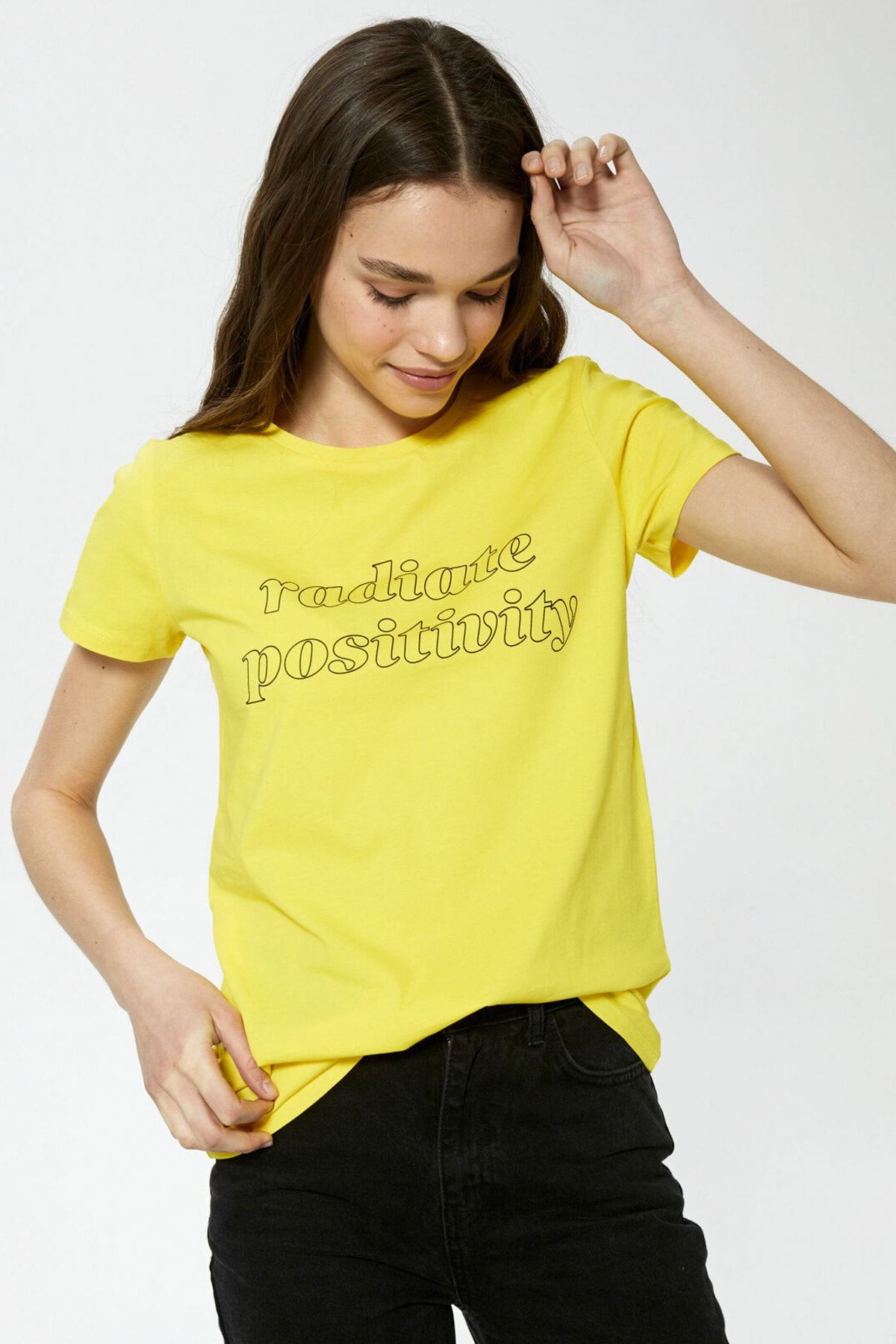 lc waikiki kadin canli sari lcw casual tisort fiyati yorumlari trendyol