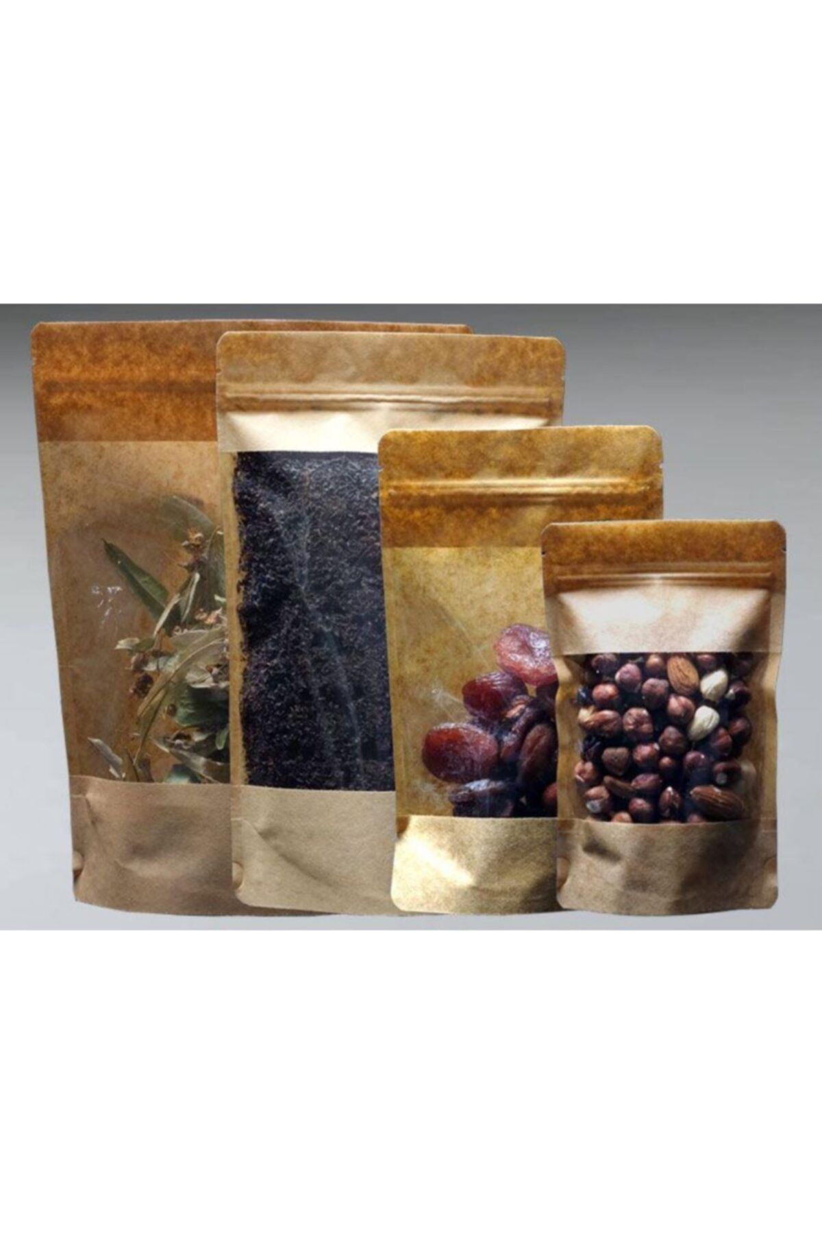Eska 1001 Ambalaj Doypack Geniş Pencereli Kraft Kilitli 20 X 30 (100 ADET)
