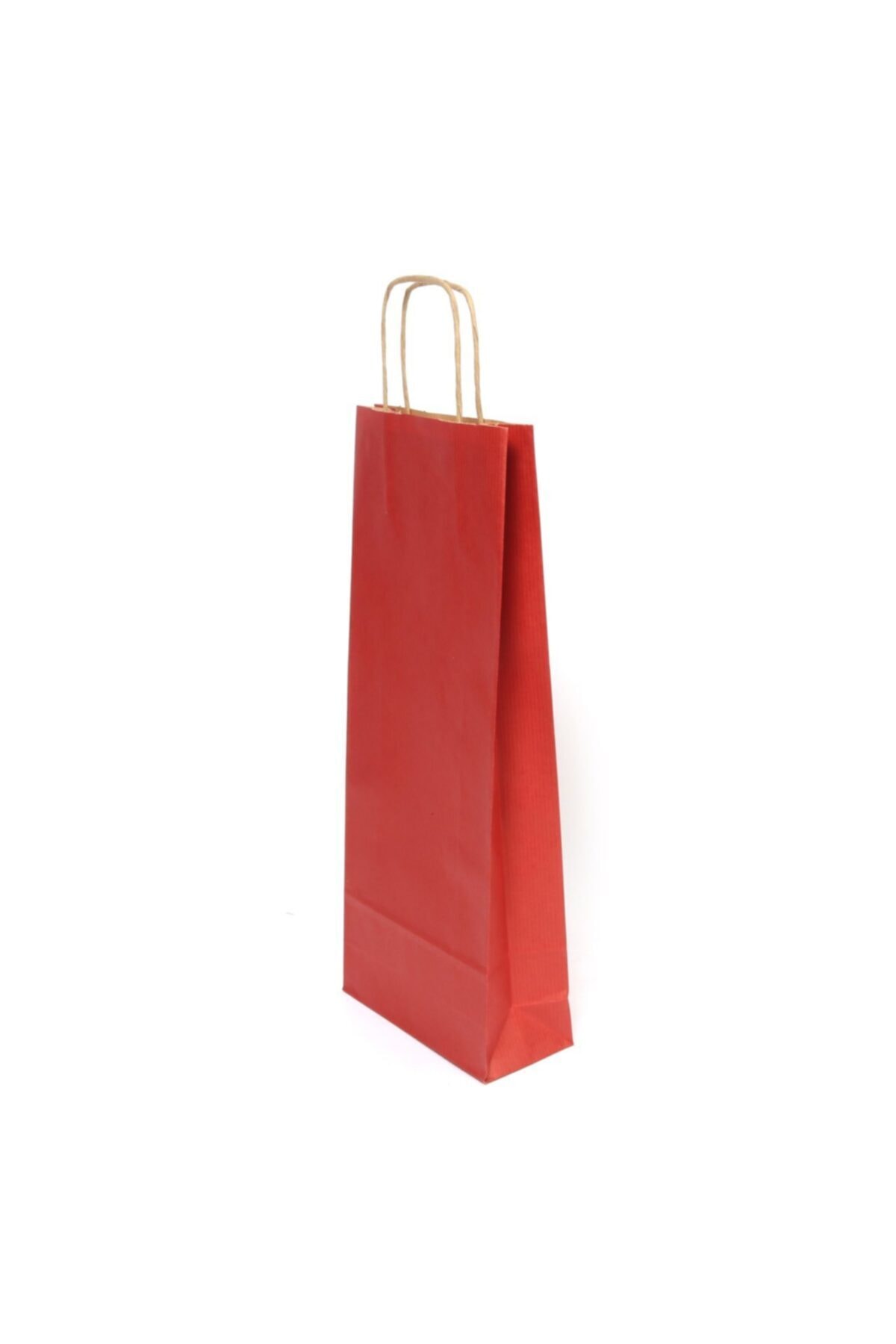 PAKETPARTİ Kağıt Şişe Çantası Kırmızı 16x39x7 Cm Ithal 5'li