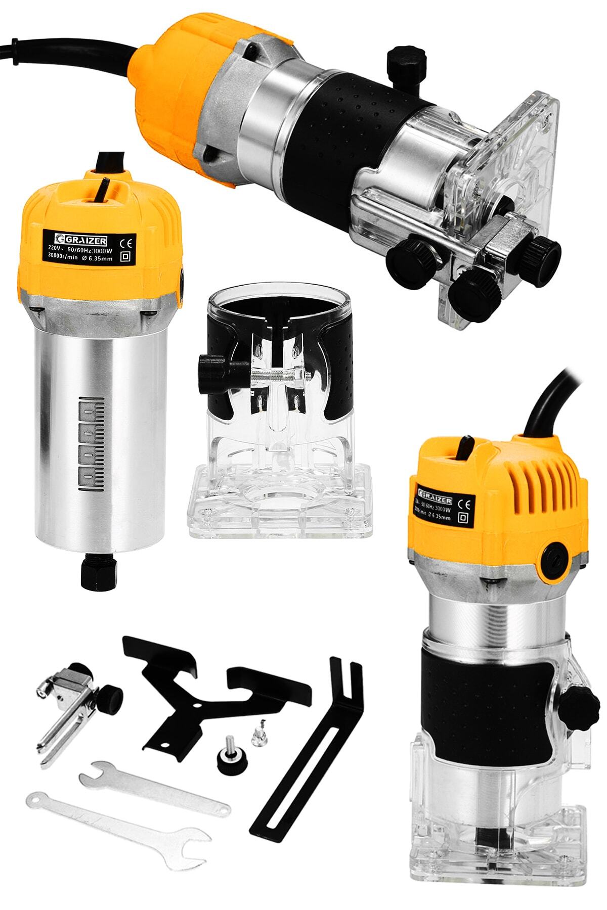 Graizer Alman 3000 Watt 6 Kademe Devir Ayarli Formika Traşlama Freze Makinası Pens 6 mm