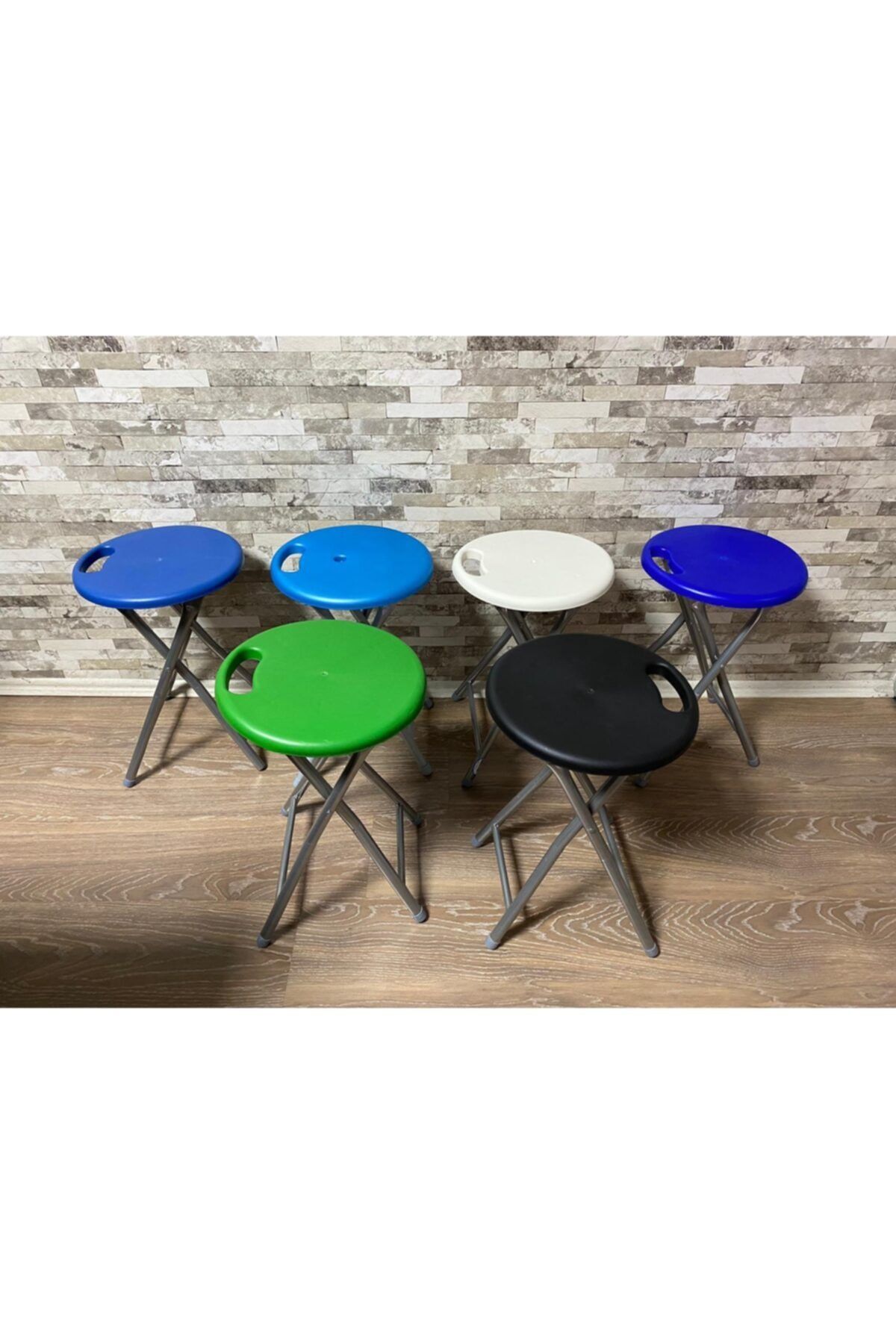 Komfort Home Katlanabilir Renkli Metal Ayak Tabure / 2 Adet