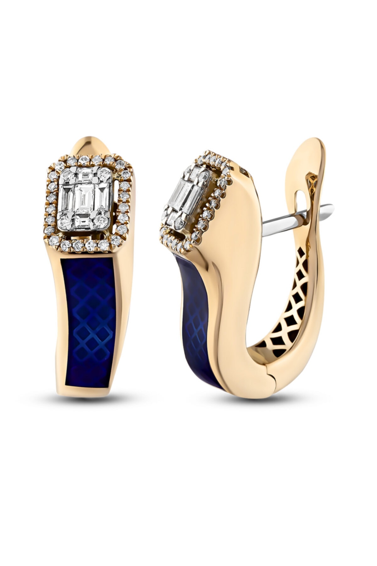 Barok Diamond Mavi Mineli Pırlanta Küpe 0.65 Ct. E Vs 18k