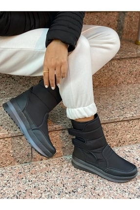 Siyah Unısex Termal Kürklü Kaydırmaz Taban Kadın - Erkek - Çocuk Kar Botu Image 1