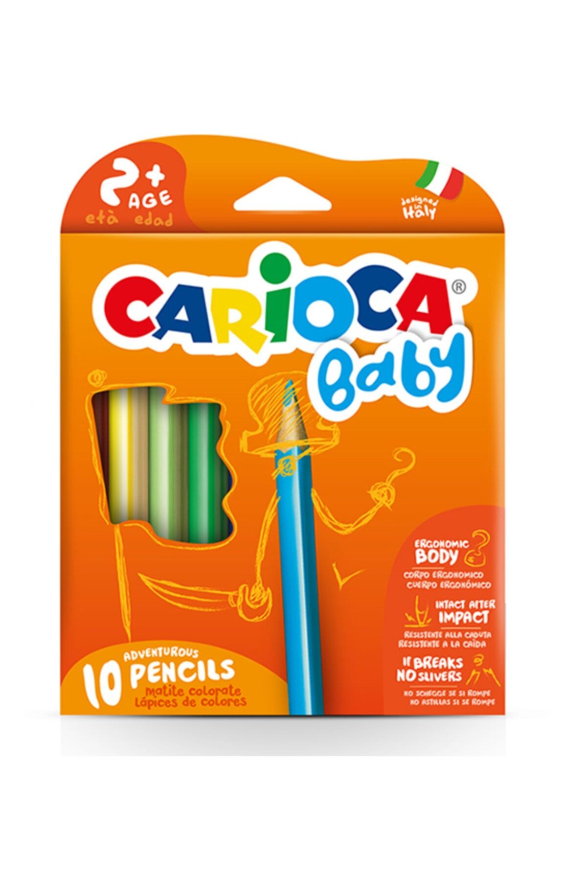 CARIOCA Jumbo Üçgen Bebek Kuru Boya Kalemi 10'lu
