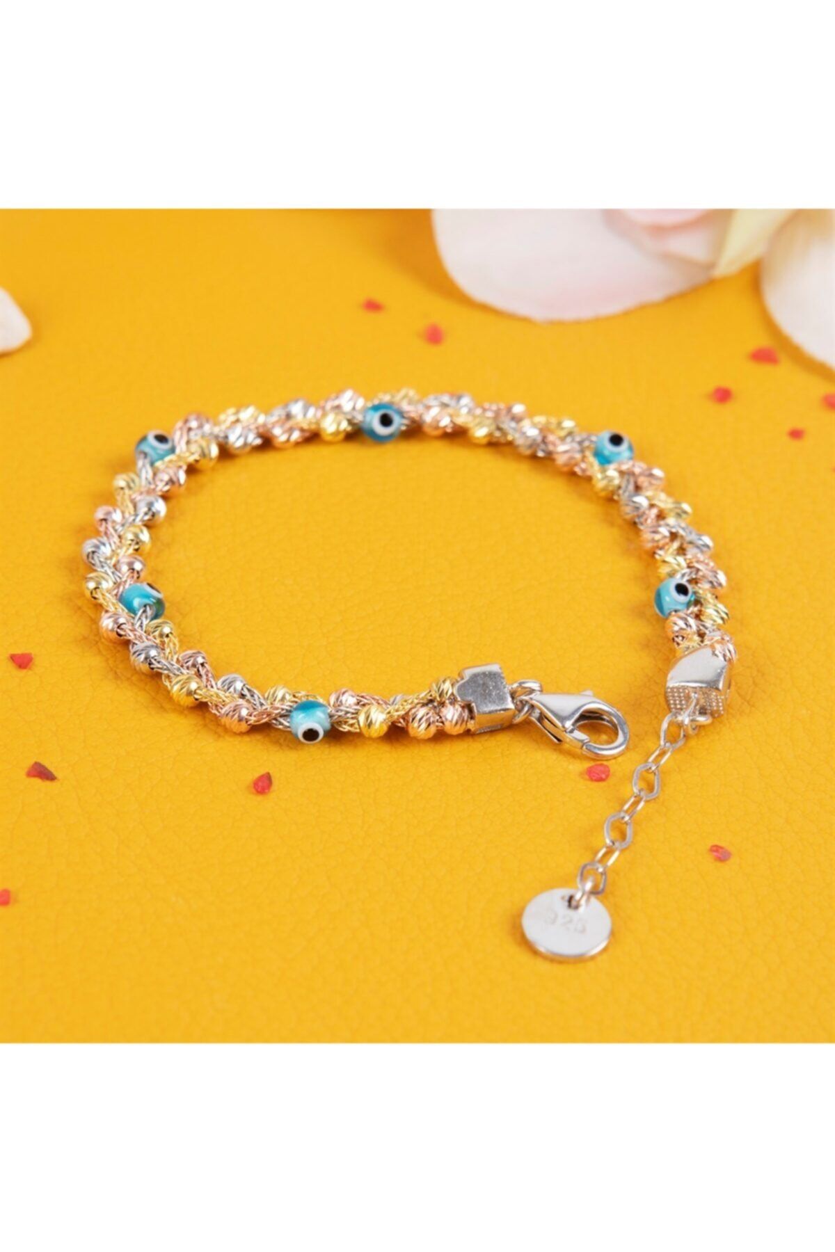 Yantra Silver Cam Göz Örgü Model Gümüş Dorika Bileklik