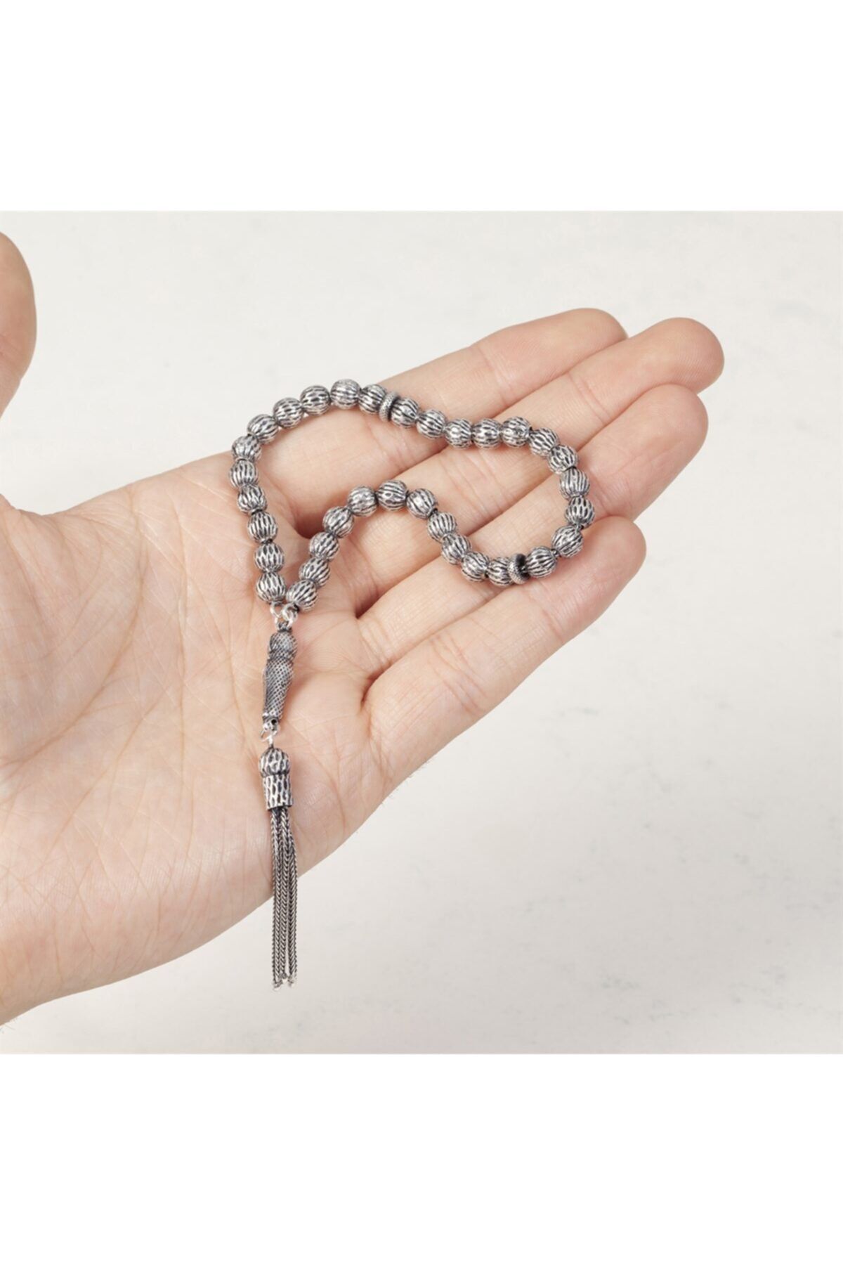 Yantra Silver Oksitli Toplu Desenli Zarif Erkek Gümüş Tesbih