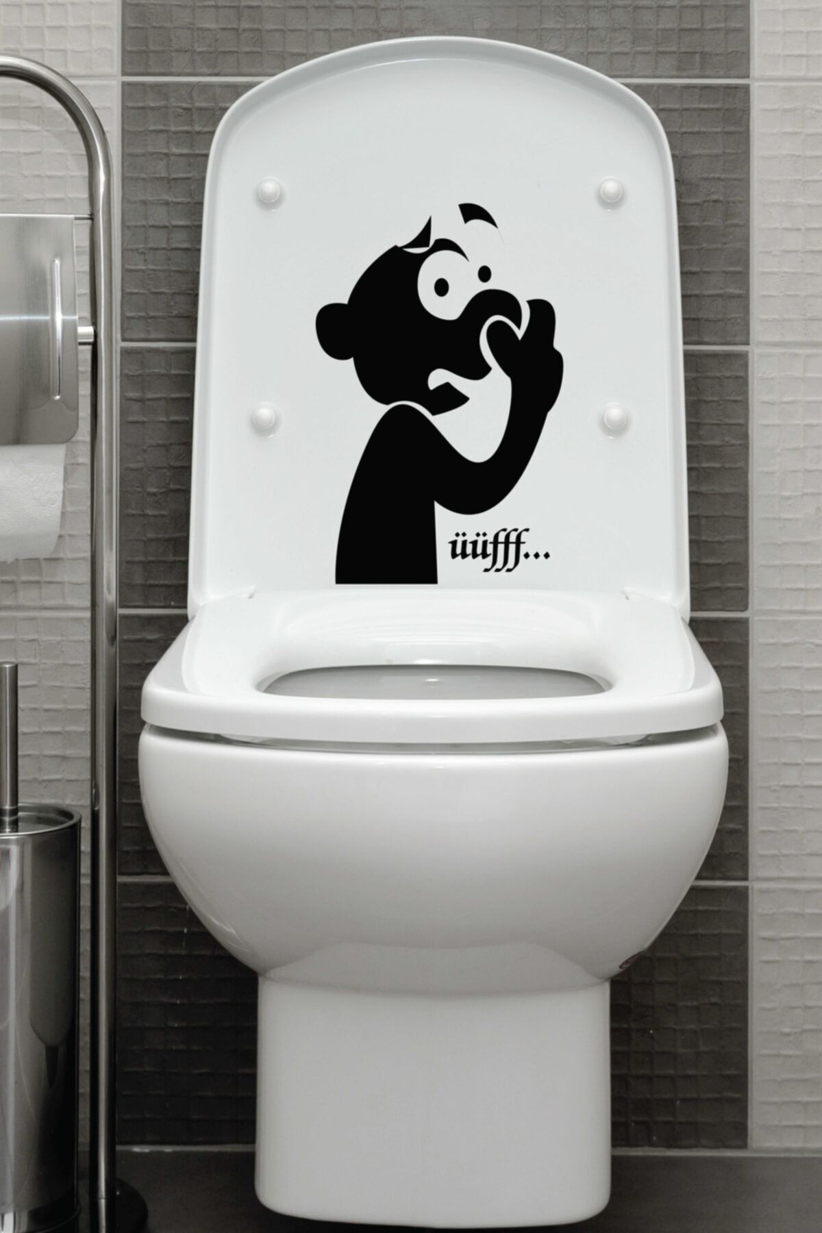 Dijitalya Komik Uff Koku Dekoratif Klozet Banyo Sticker