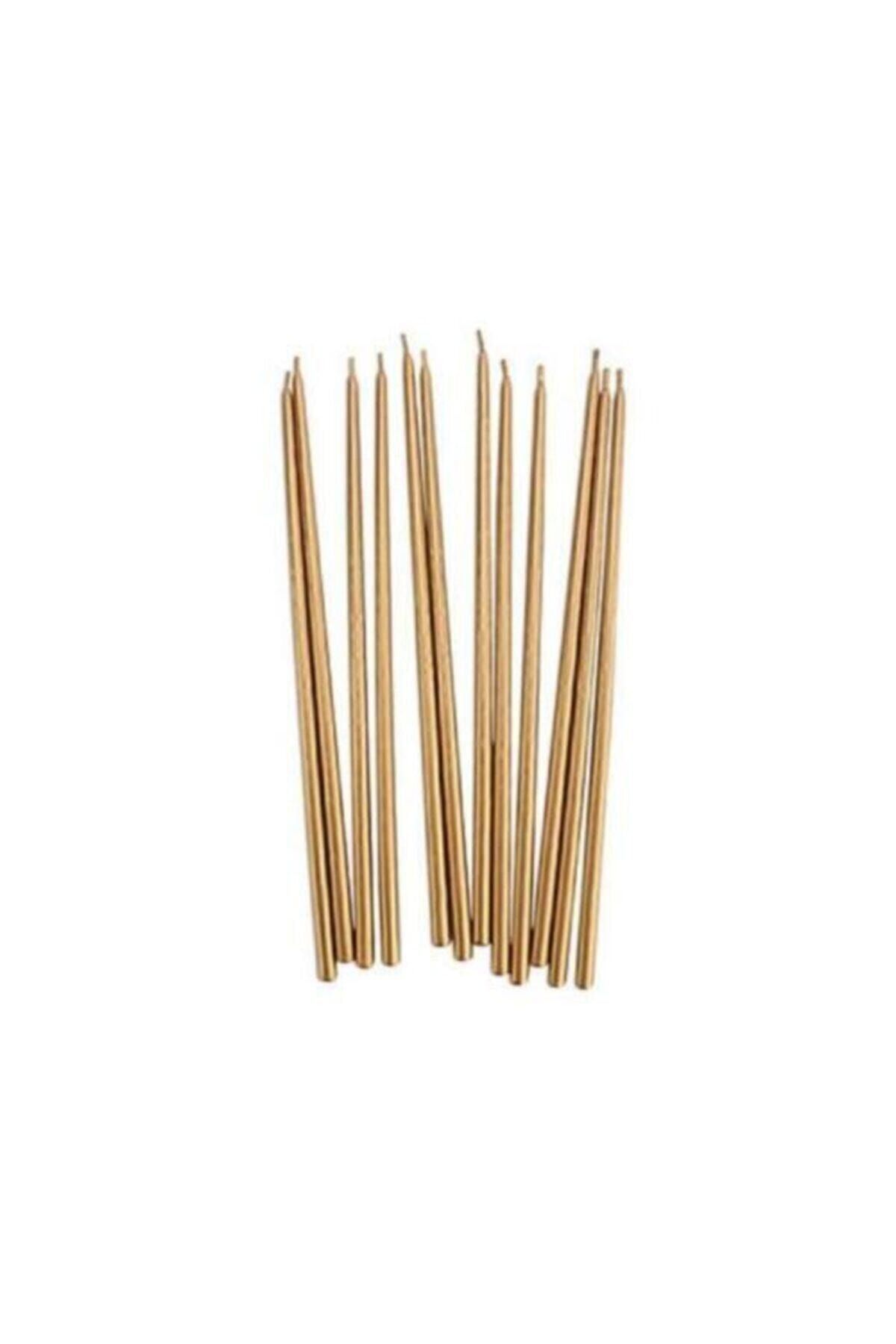 Kelebek Parti ve Kına 20 Cm Gold Pasta Mumu 6 Li Pasta Mumu