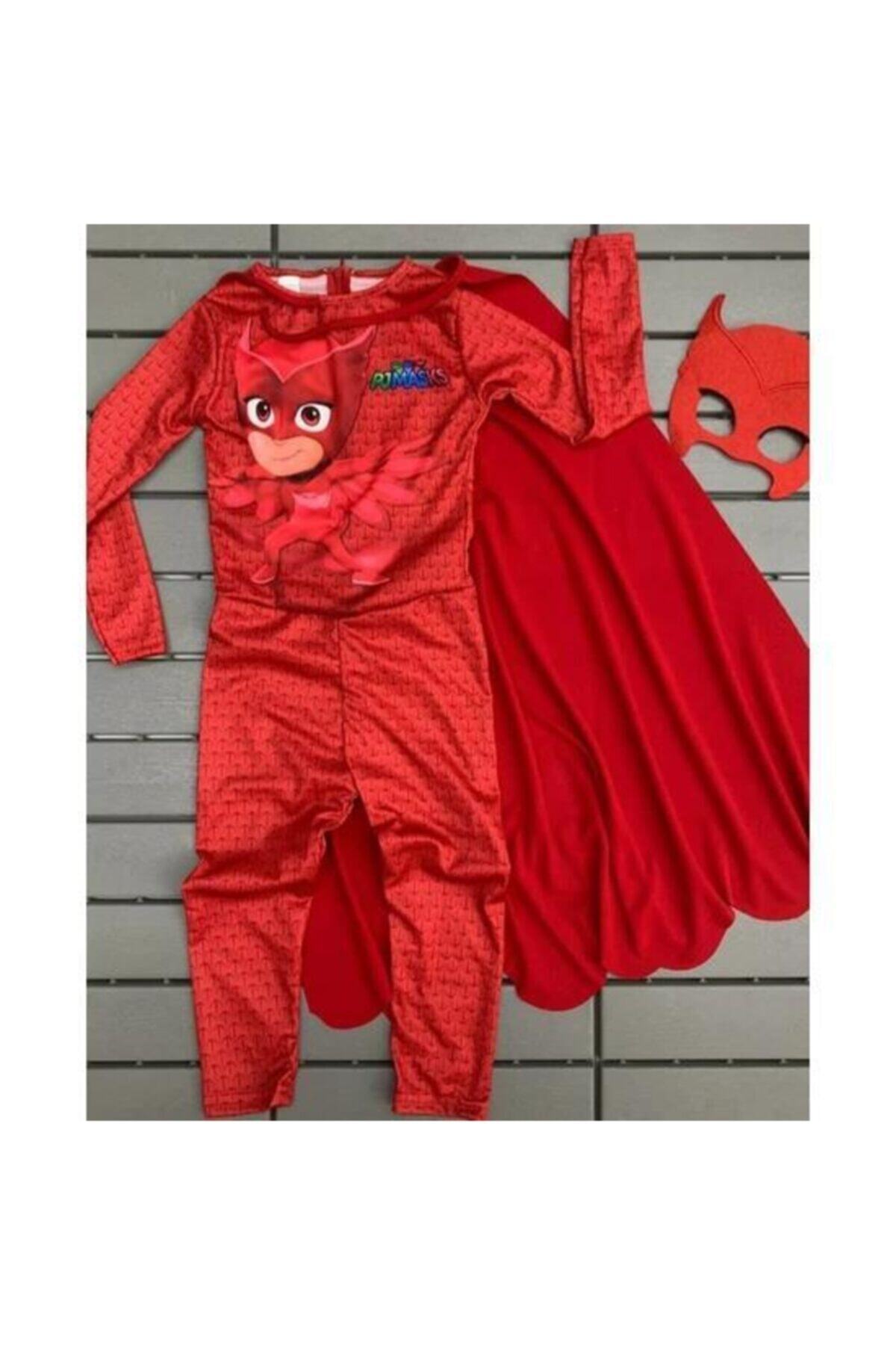 Tek Favorim Unisex Çocuk Kırmızı Pijamaskeliler Baykuş Kostümü