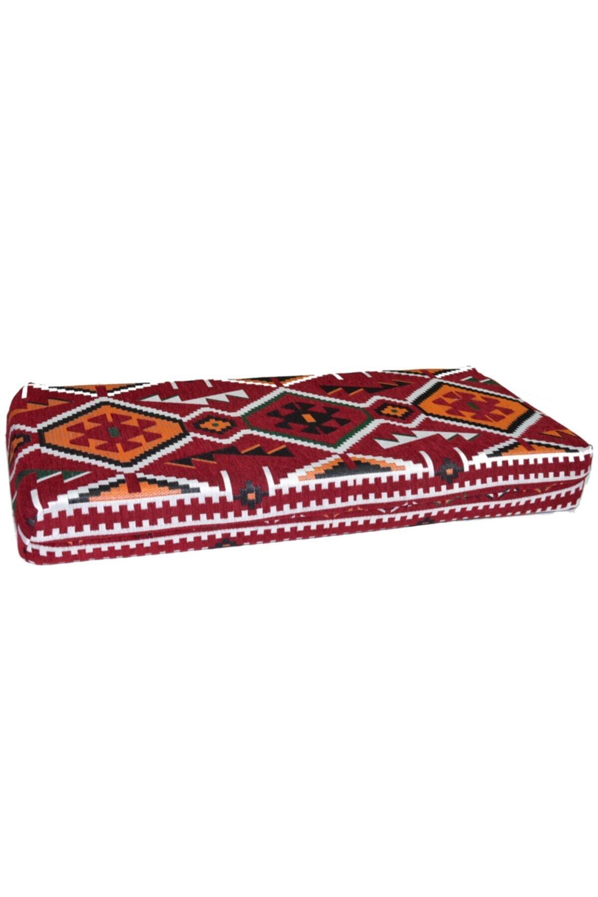Bolvadin Şark Köşesi Şark Köşesi Bordo Halı Desenli Minder 90x40x10 cm Mnd304-402
