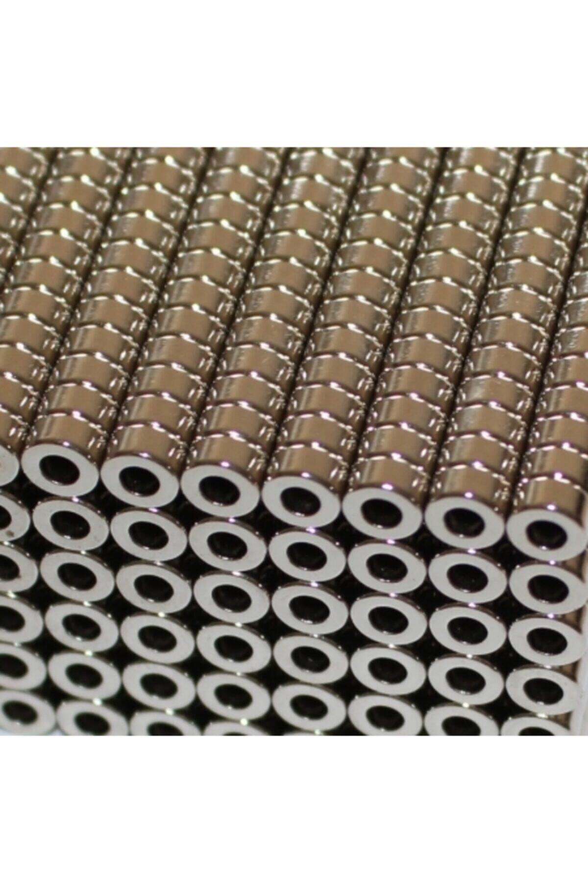 Dünya Magnet 10 Adet Çap 8mm X D.çapı 4mm X Kalınlık 4mm Neodyum Mıknatıs